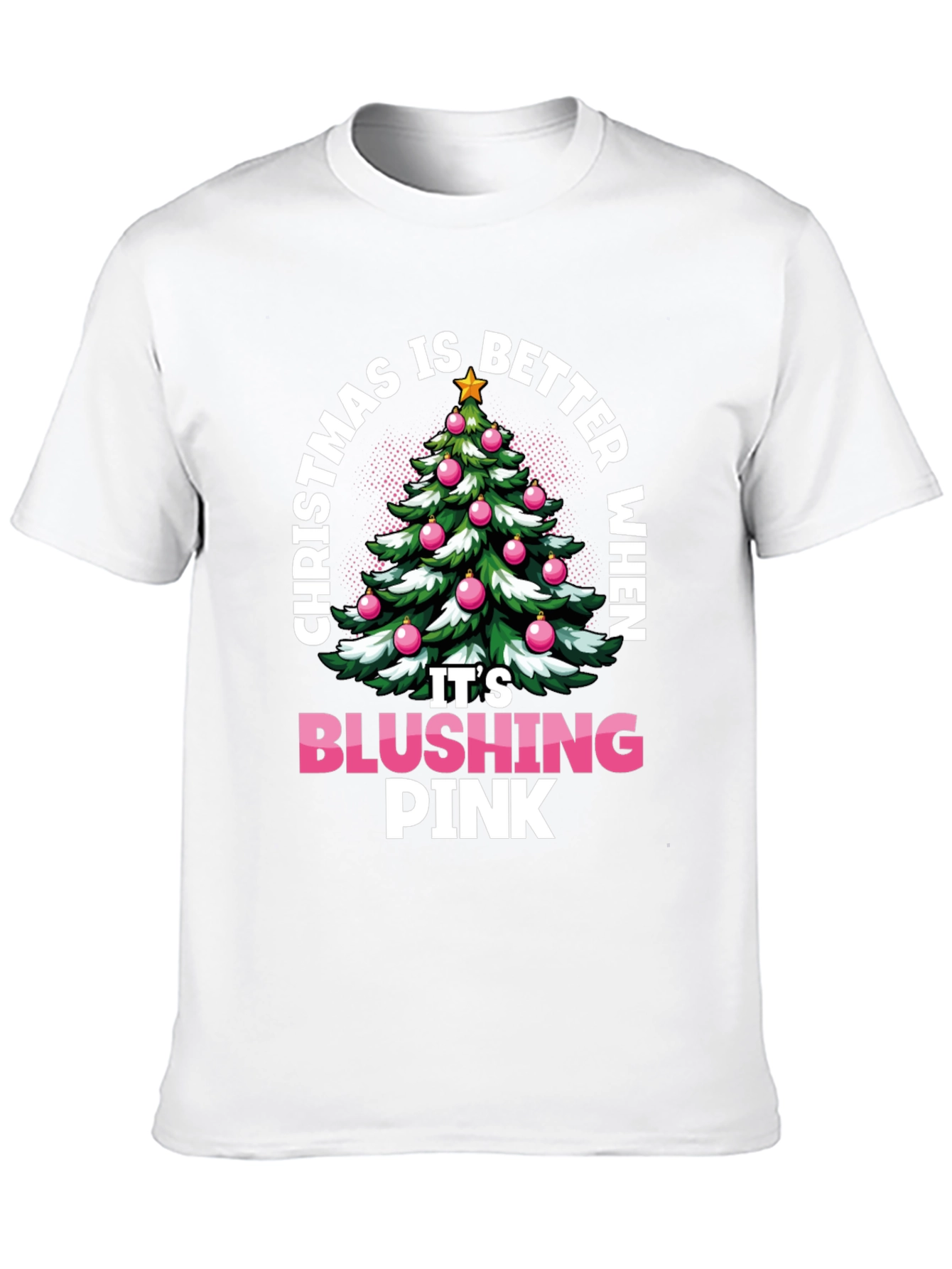 Blushing Pink Christmas Tree Graphic Tee