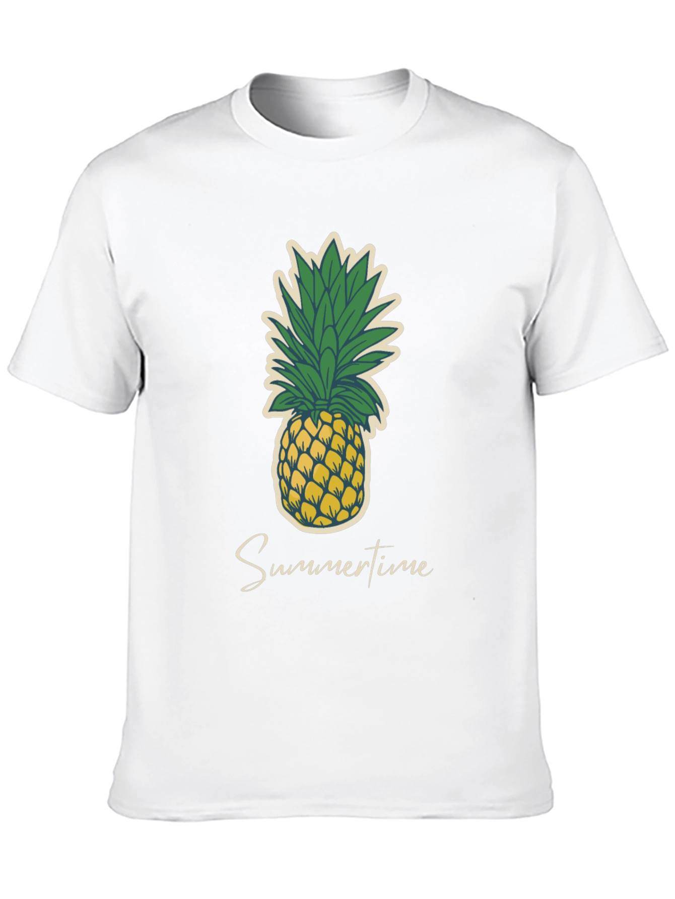 Summertime Pineapple Graphic Tee - Casual Black T-Shirt