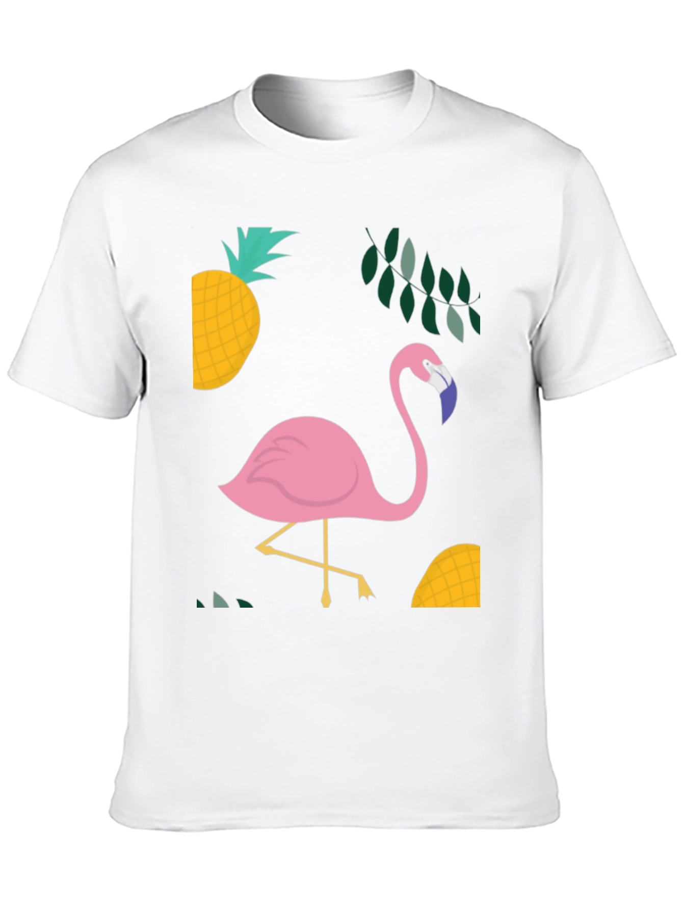 Tropical Flamingo Graphic Tee - Black Cotton Shirt