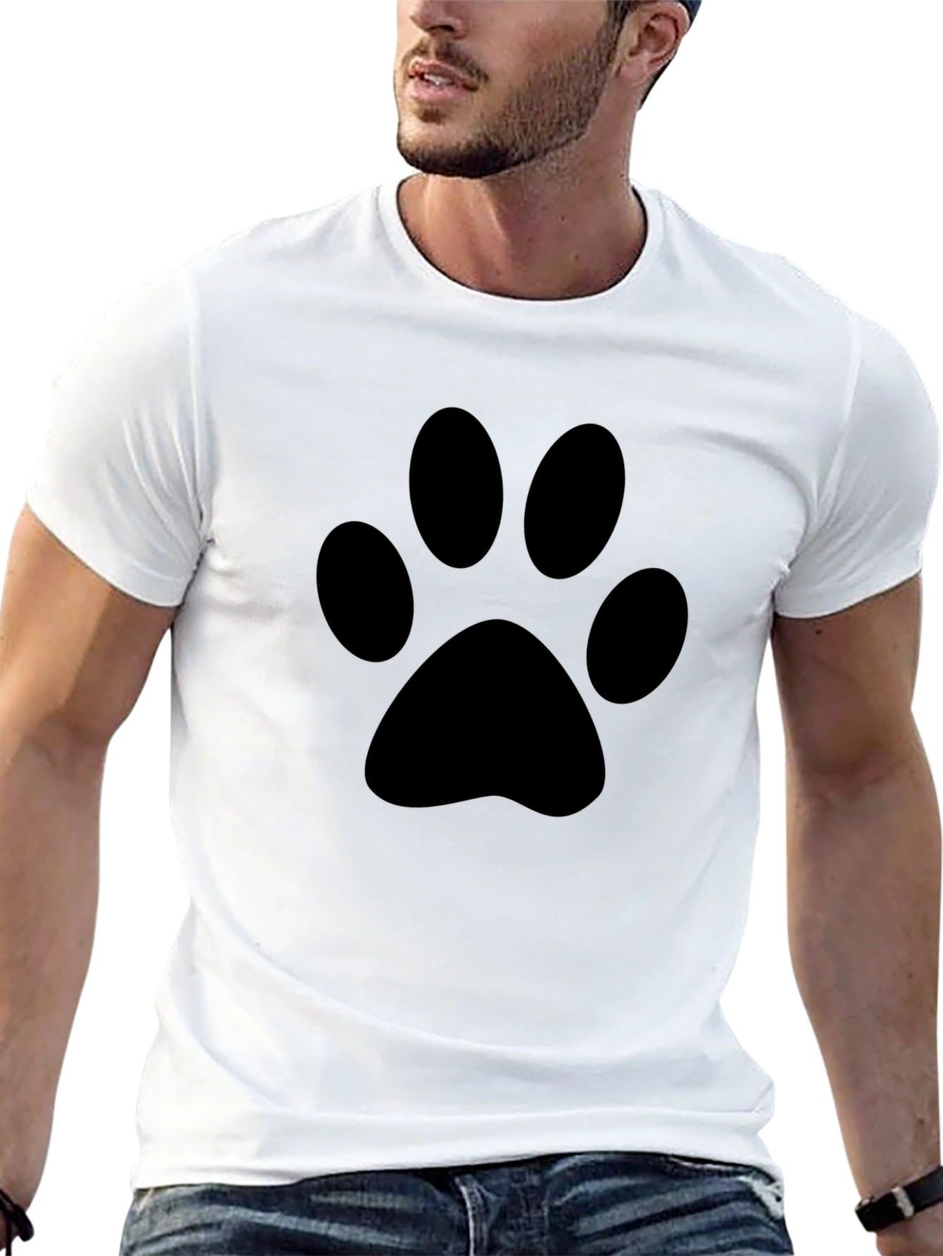 Black Paw Print Graphic Tee - Casual Comfort