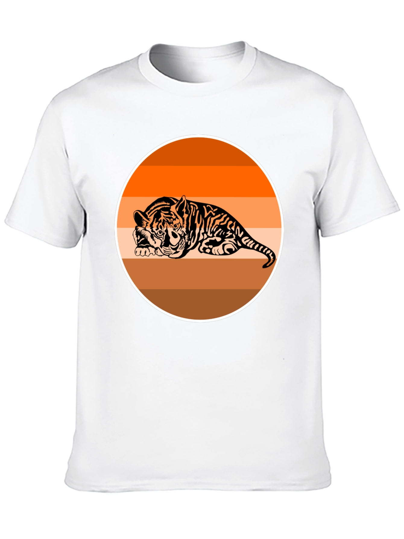 Tiger Graphic Tee - Retro Striped Design