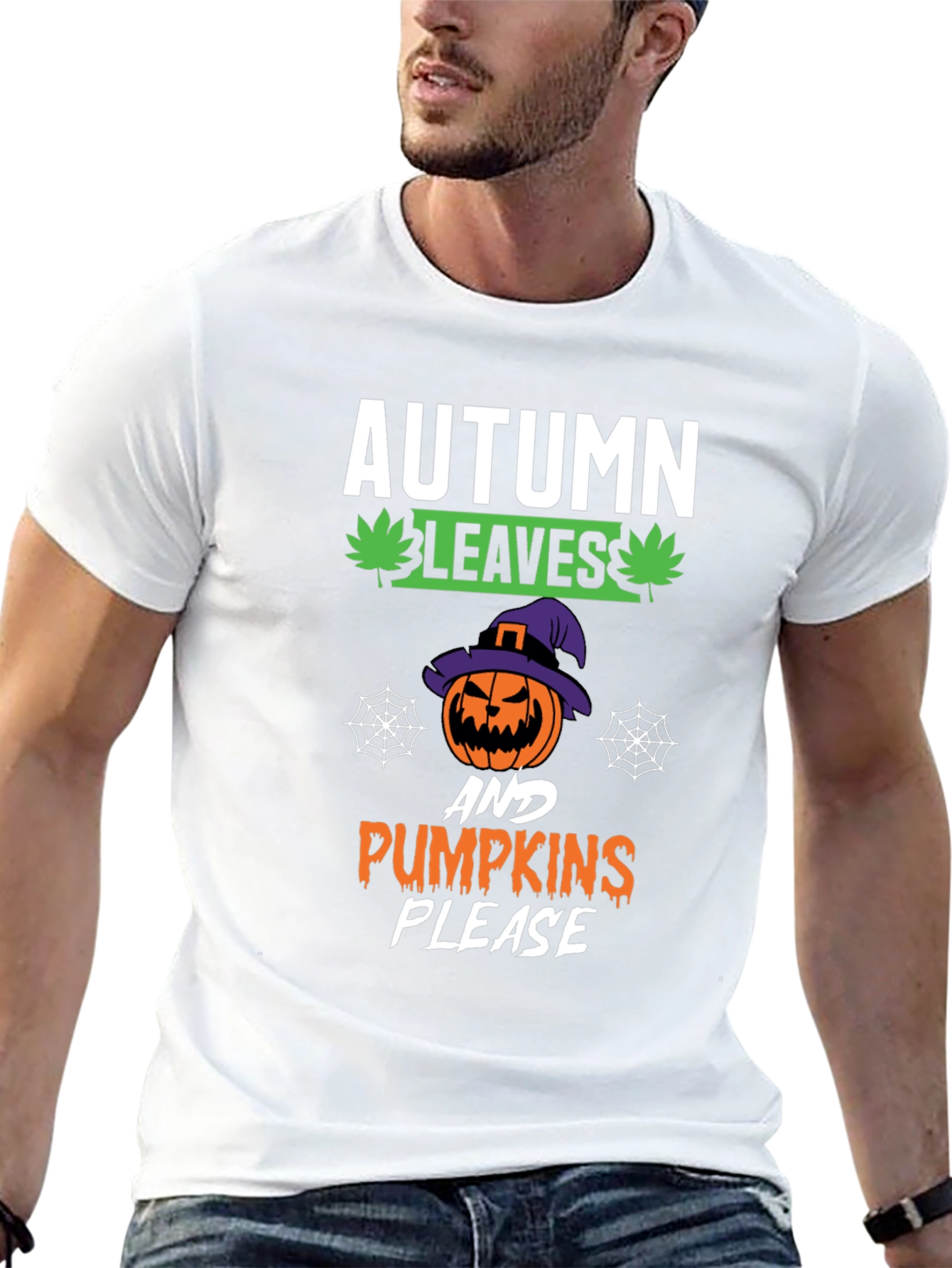 Autumn Leaves Pumpkins Please Halloween T-Shirt