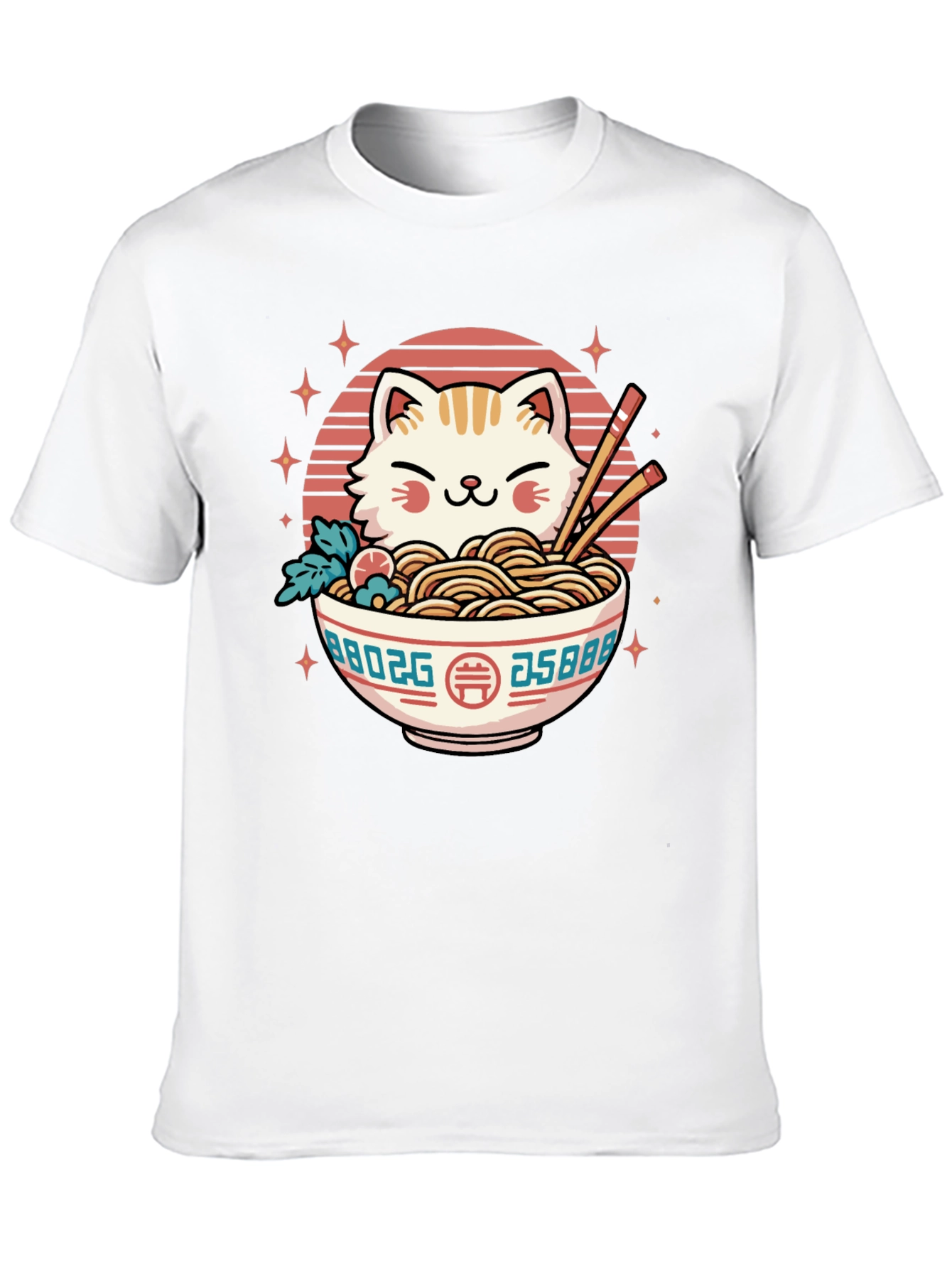Cat Ramen Bowl Black T-Shirt
