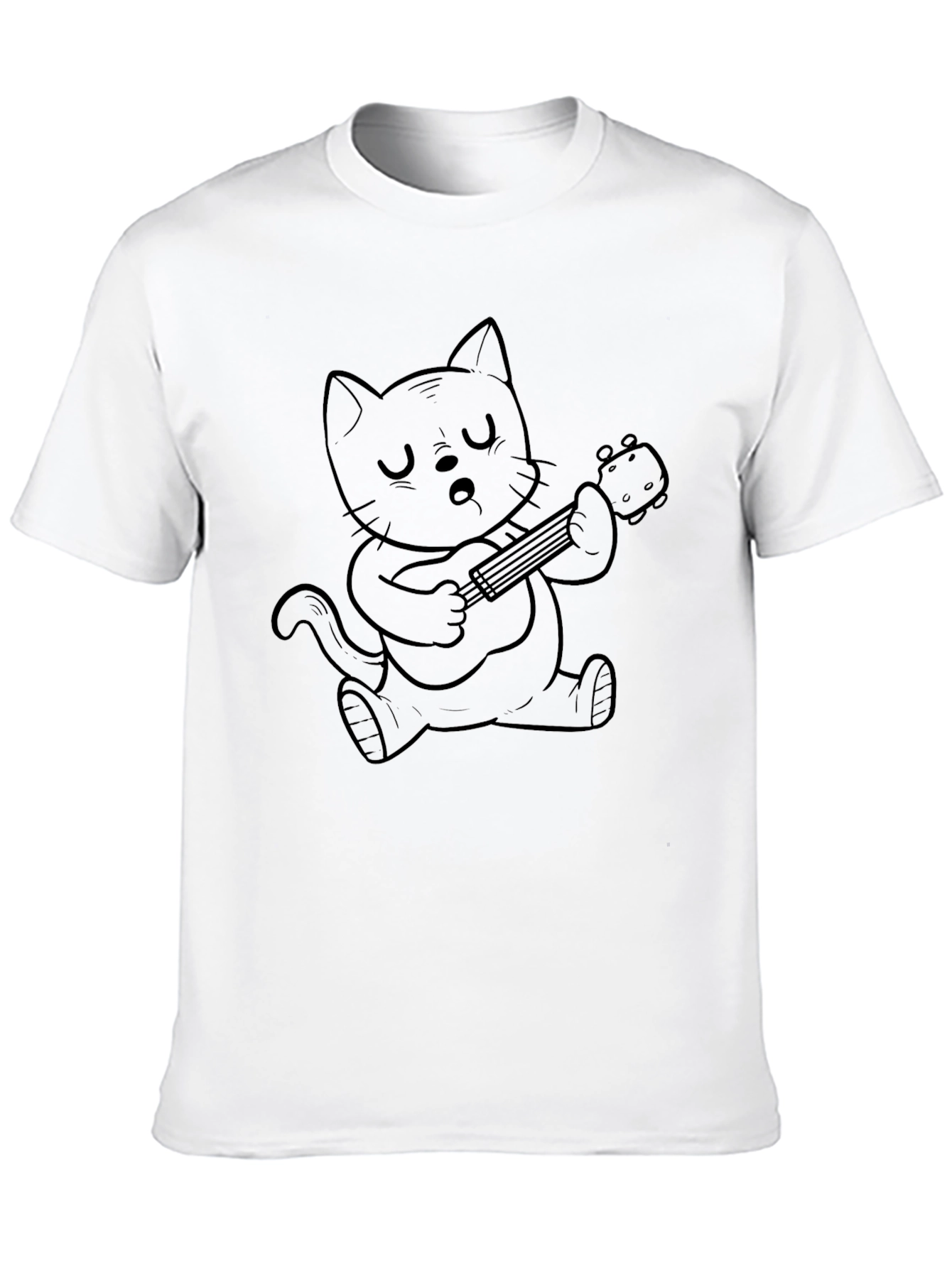 Cat Playing Ukulele Graphic T-Shirt