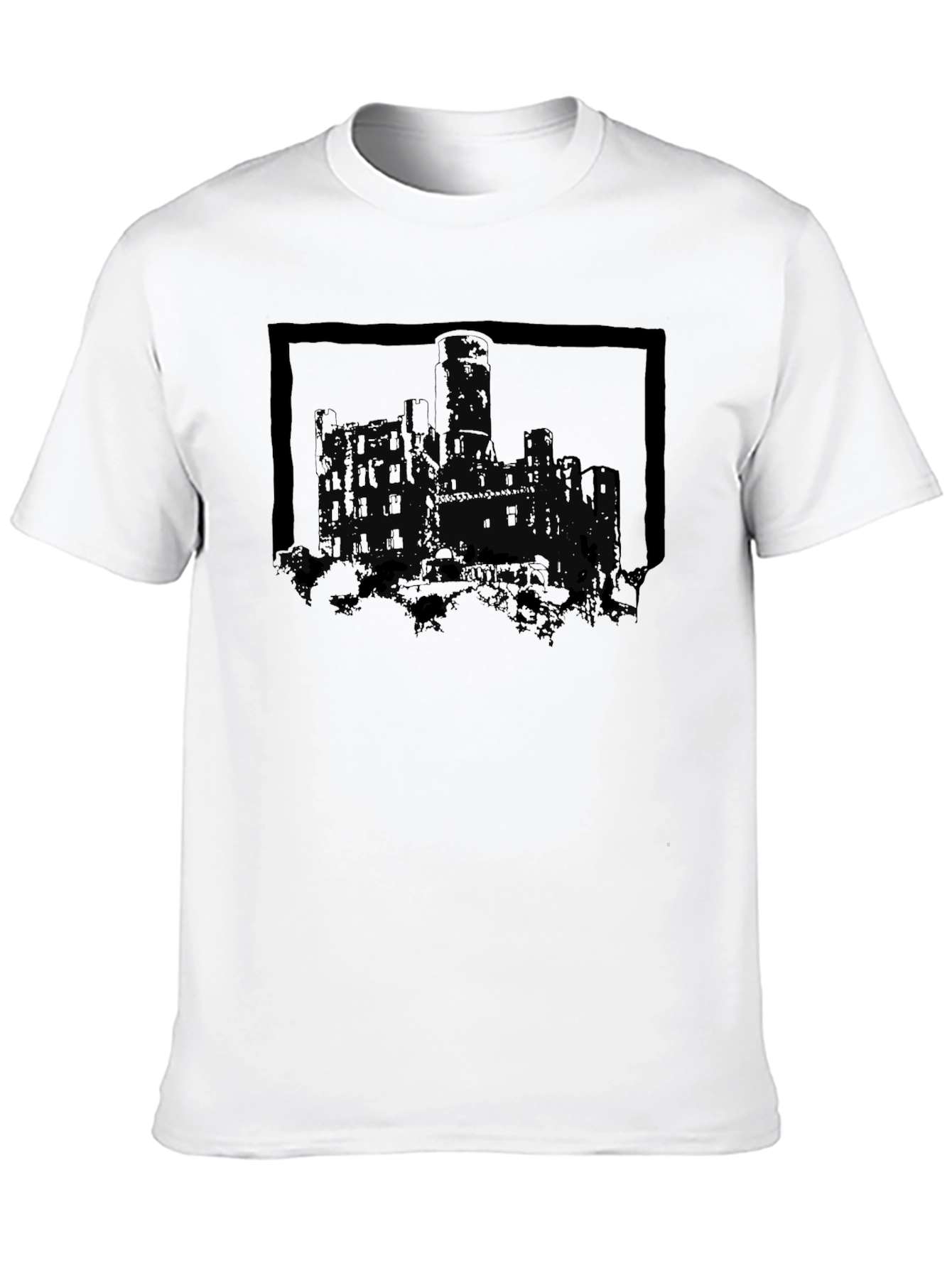 Castle Graphic Tee - Gothic Design Black T-Shirt