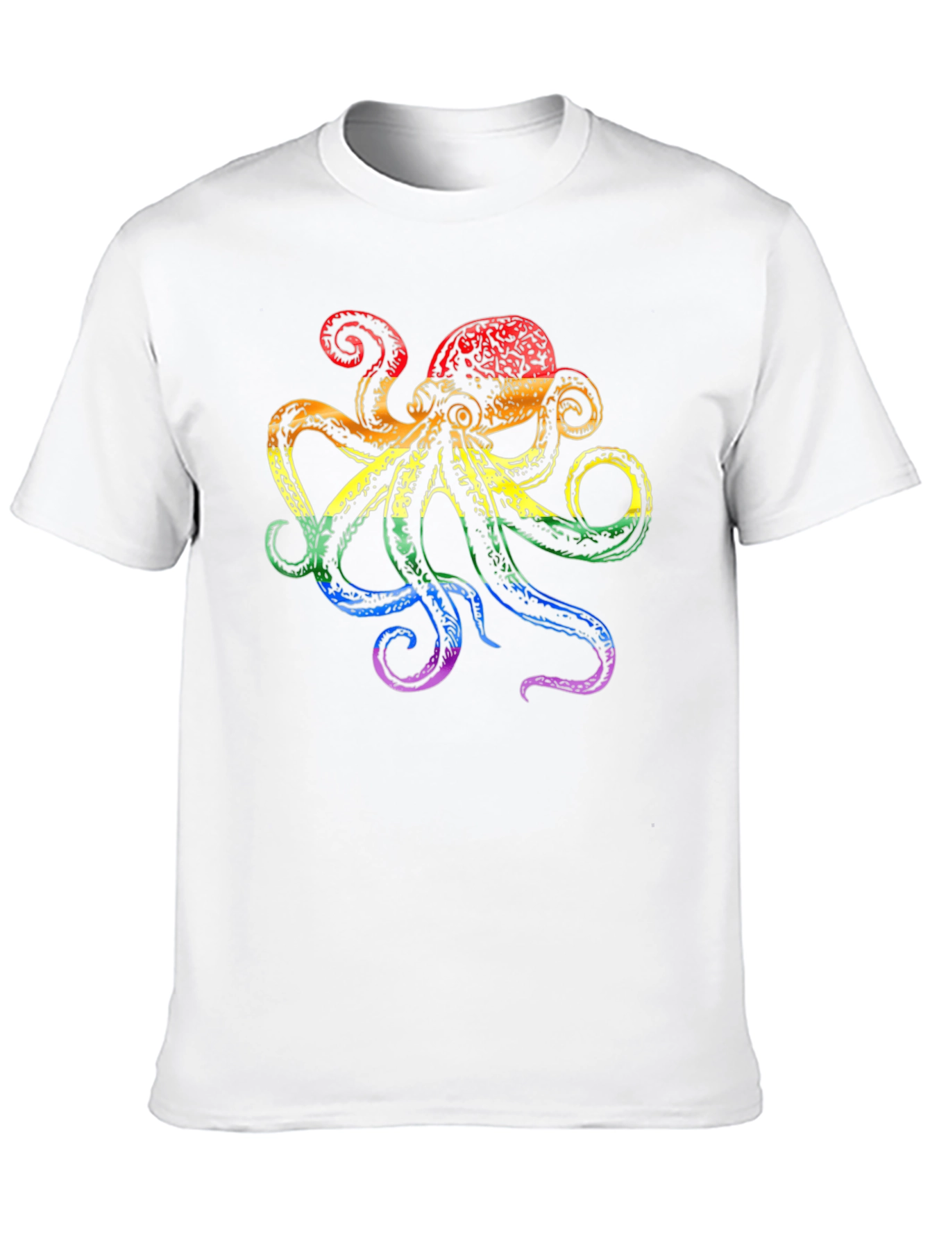 Rainbow Octopus Graphic Tee - Black Cotton T-Shirt