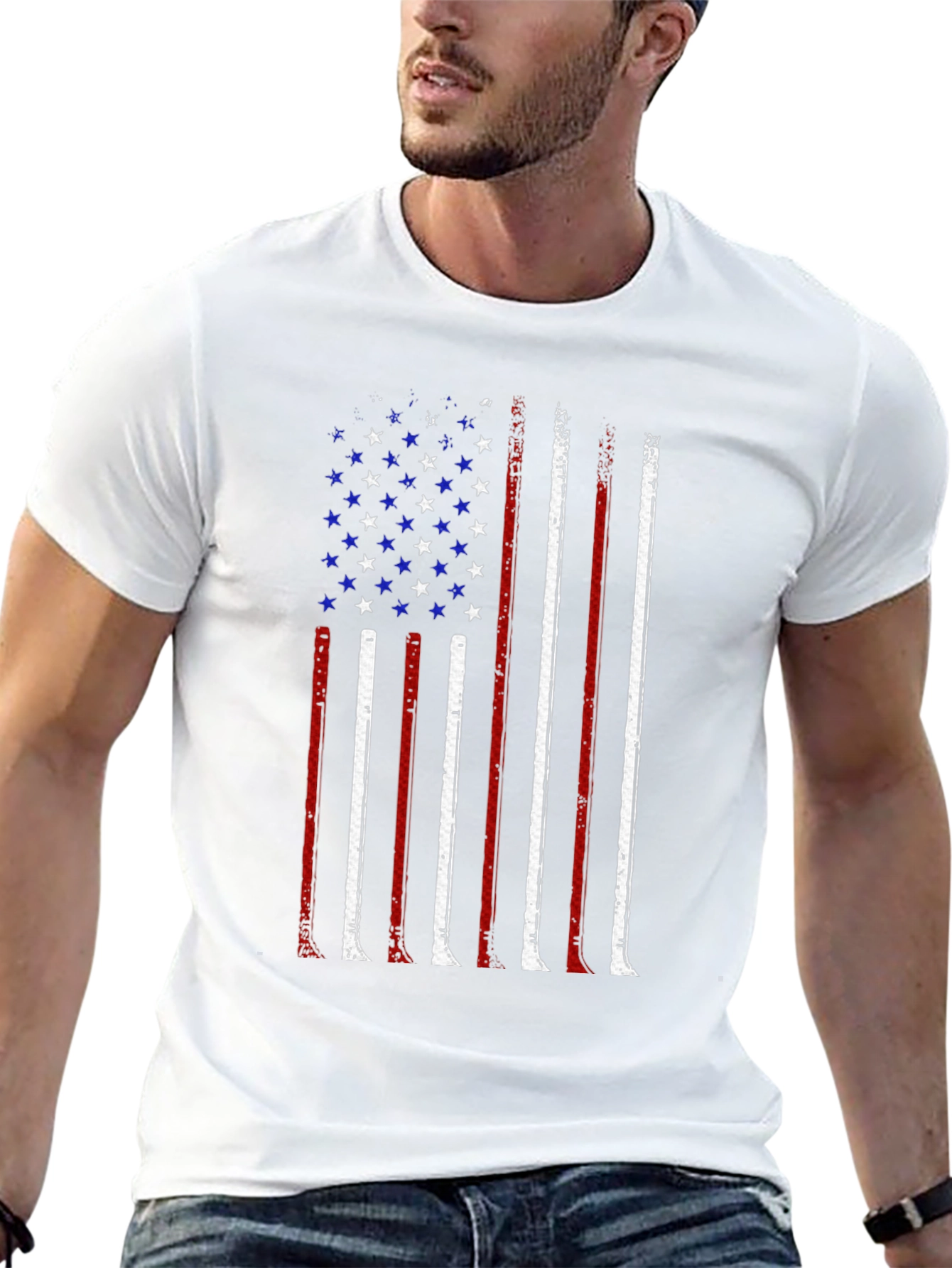 American Flag Distressed Graphic T-Shirt