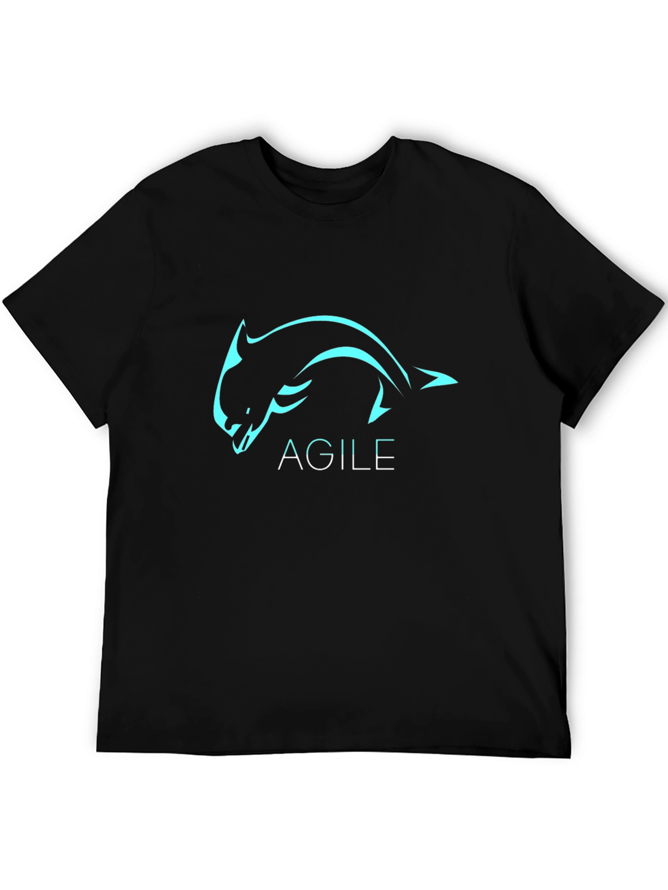 Agile Dolphin Graphic T-Shirt - Black Cotton