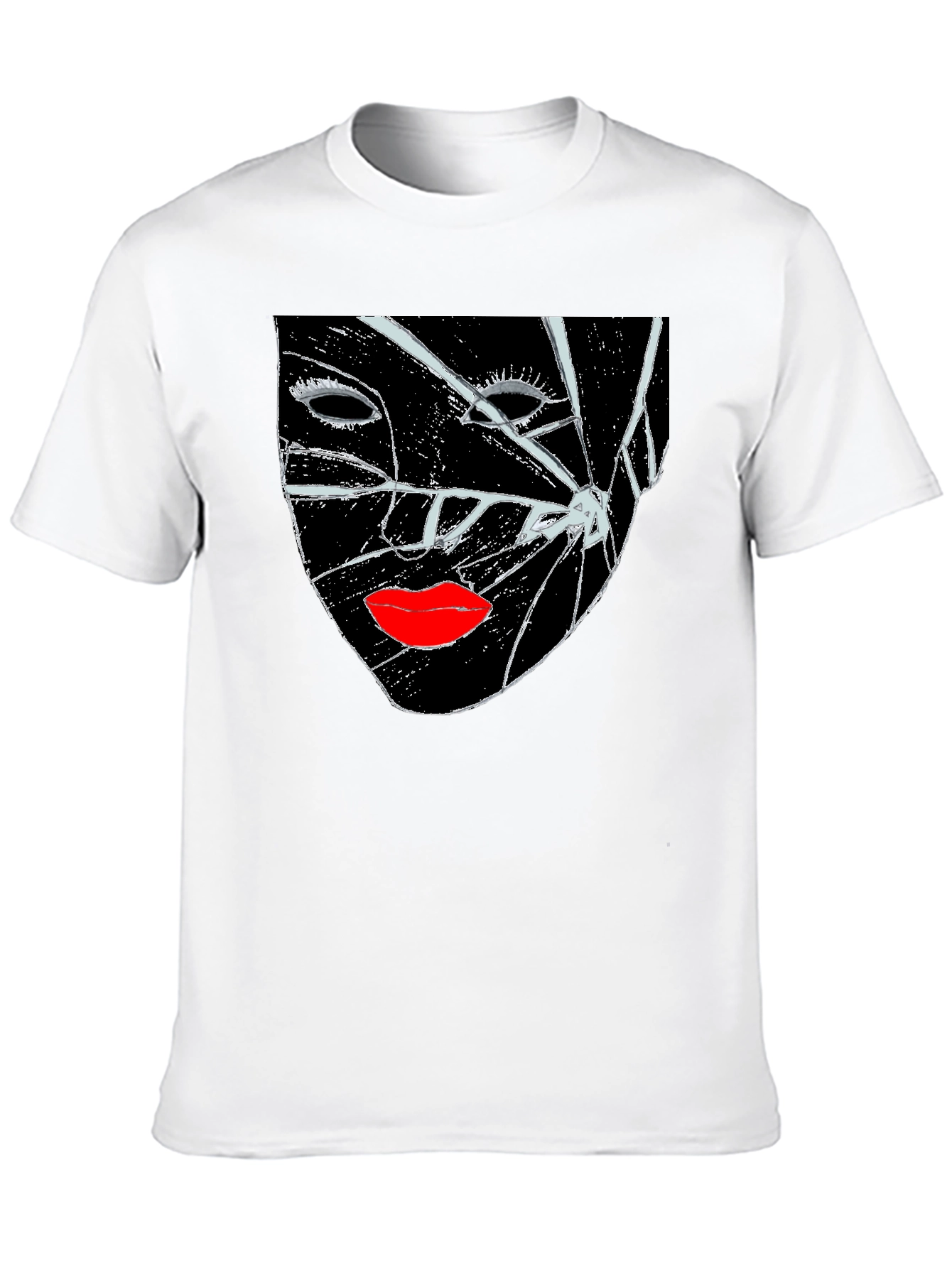 Abstract Broken Face Graphic Tee - Modern Art Shirt