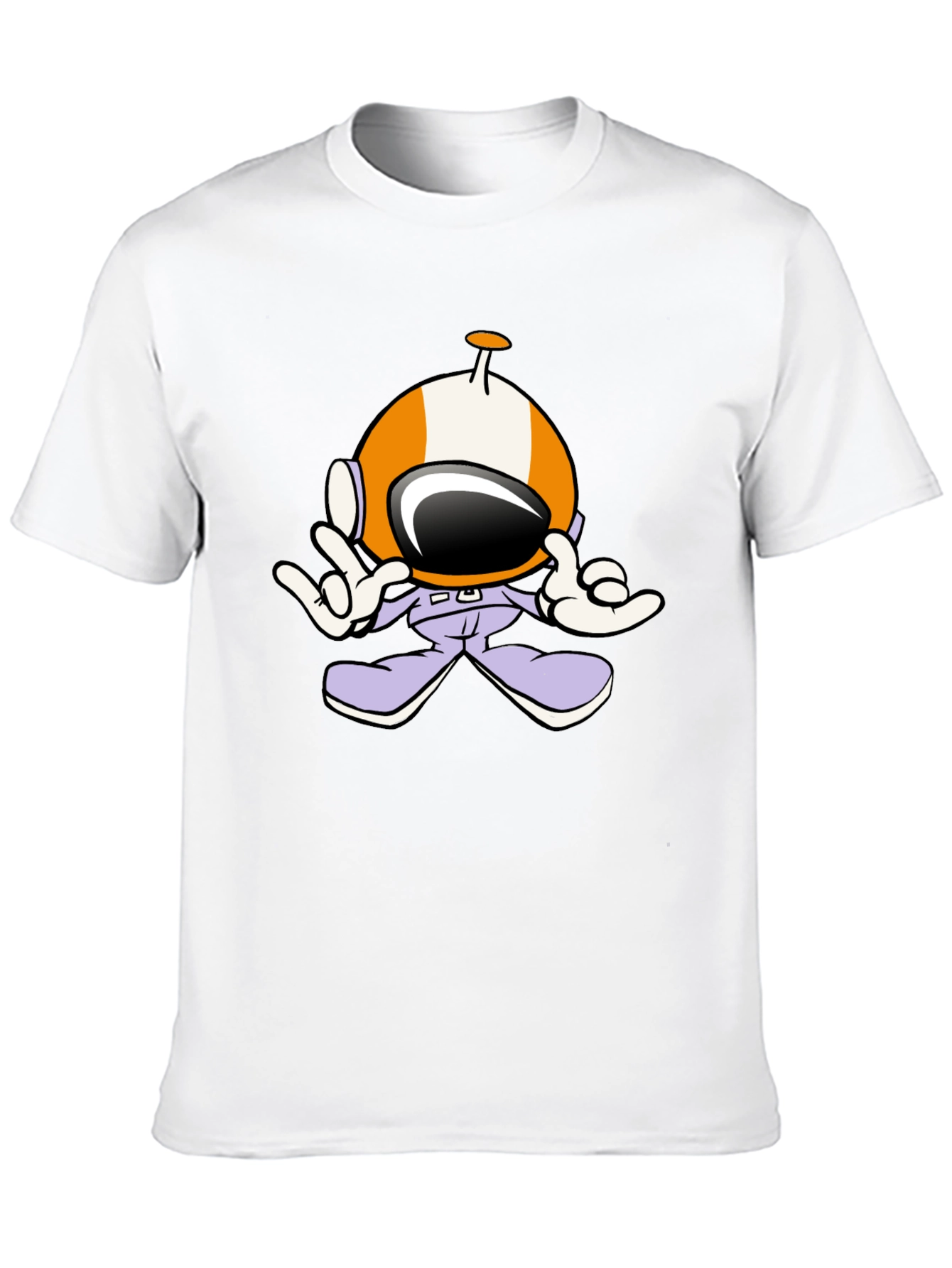 Astronaut Cartoon Black T-Shirt