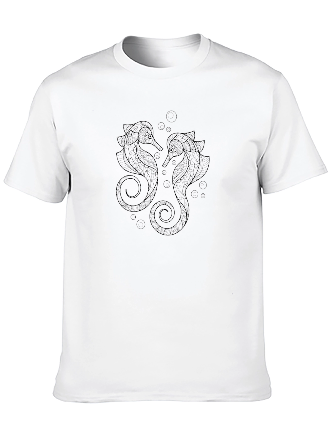 Stylish Black T-Shirt with Seahorse Graphic Print