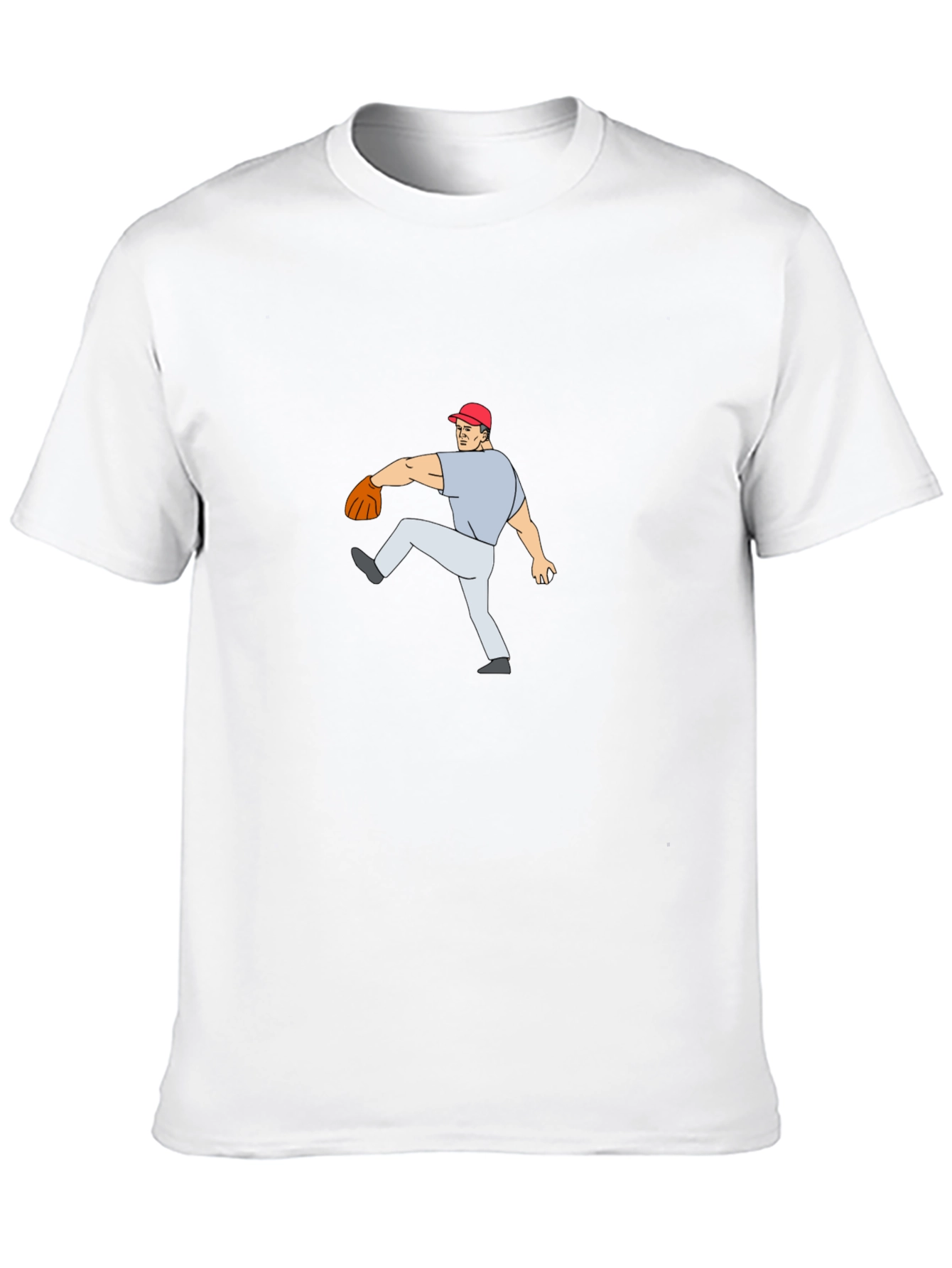 Baseball Pitcher Cartoon Black T-Shirt