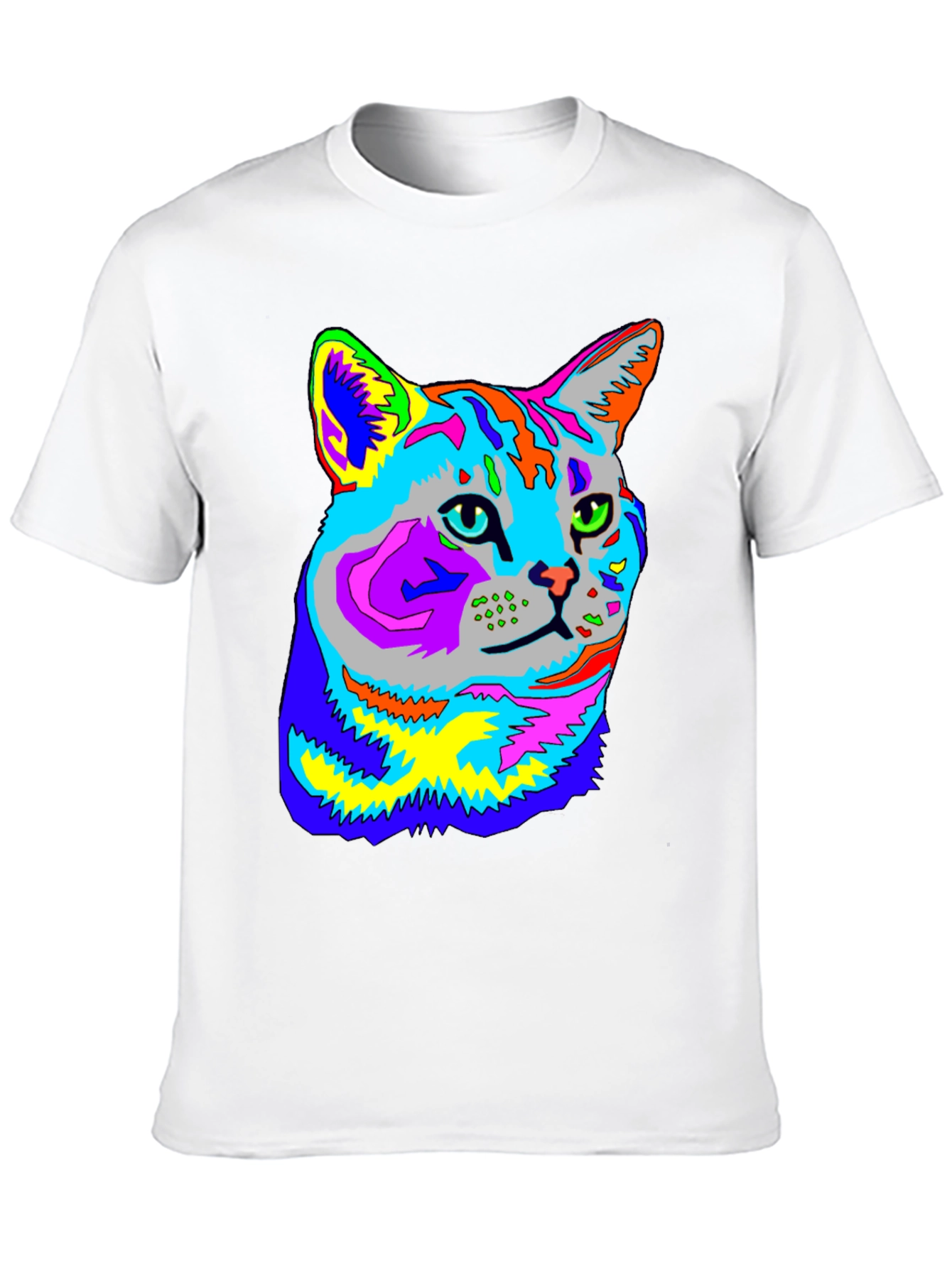 Vibrant Cat Graphic Tee - Unique Animal Lover Shirt