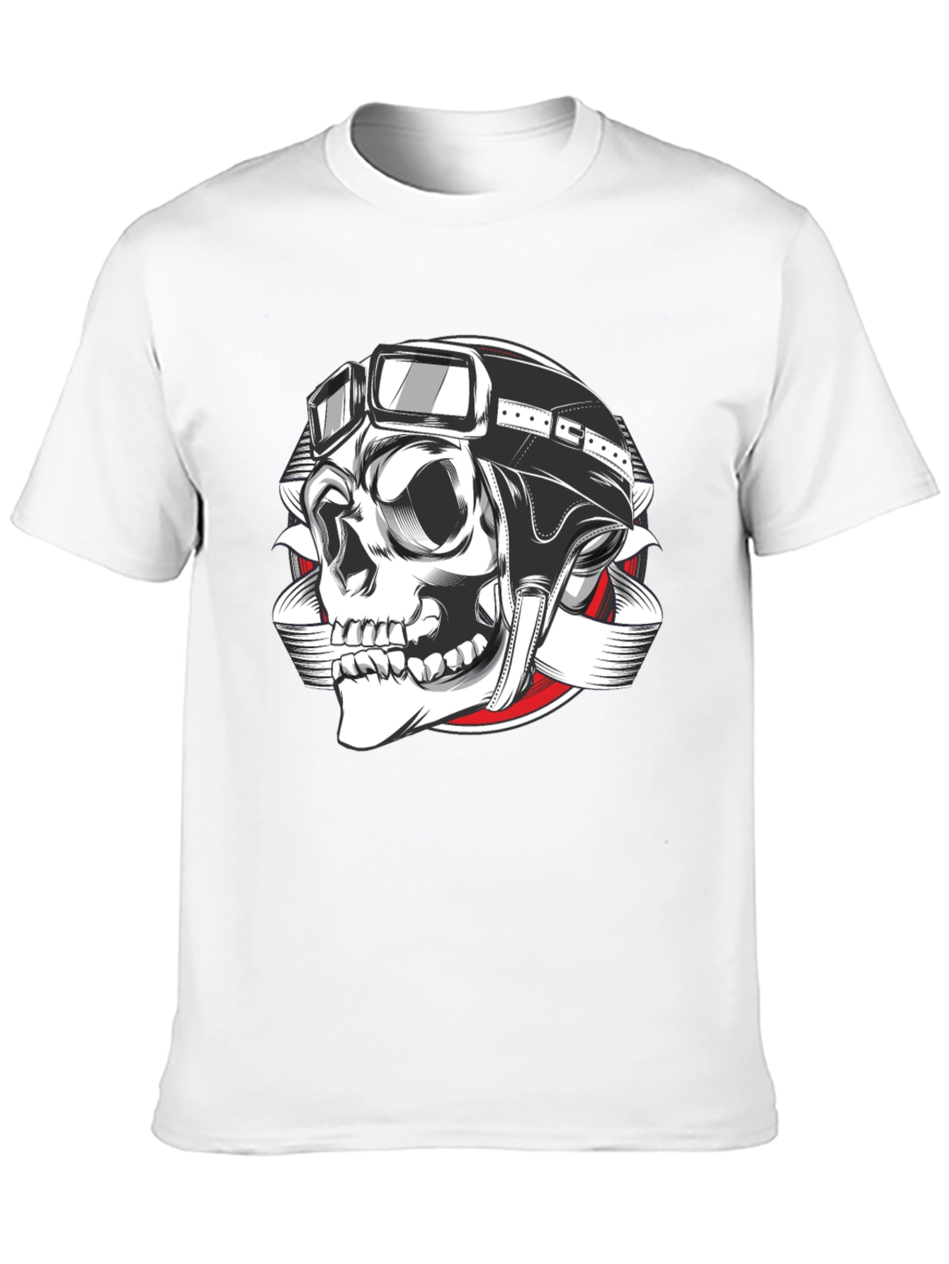 Biker Skull Graphic T-Shirt - Black