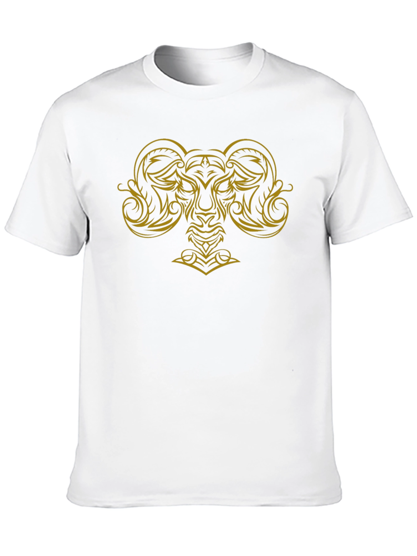 Tribal Ram Graphic Tee - Black Cotton T-Shirt