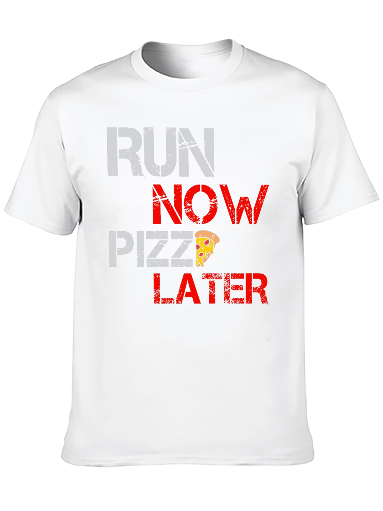 Run Now Pizza Later Black Graphic T-Shirt