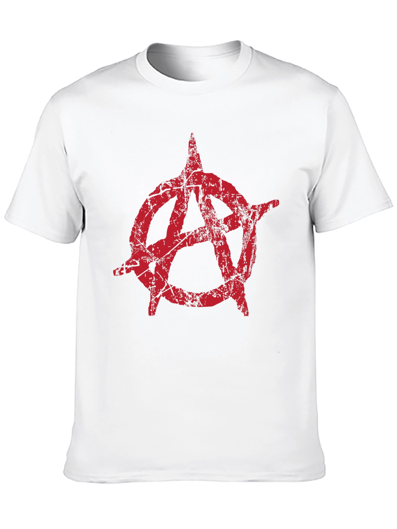 Anarchy Symbol Graphic Tee - Distressed Red Print