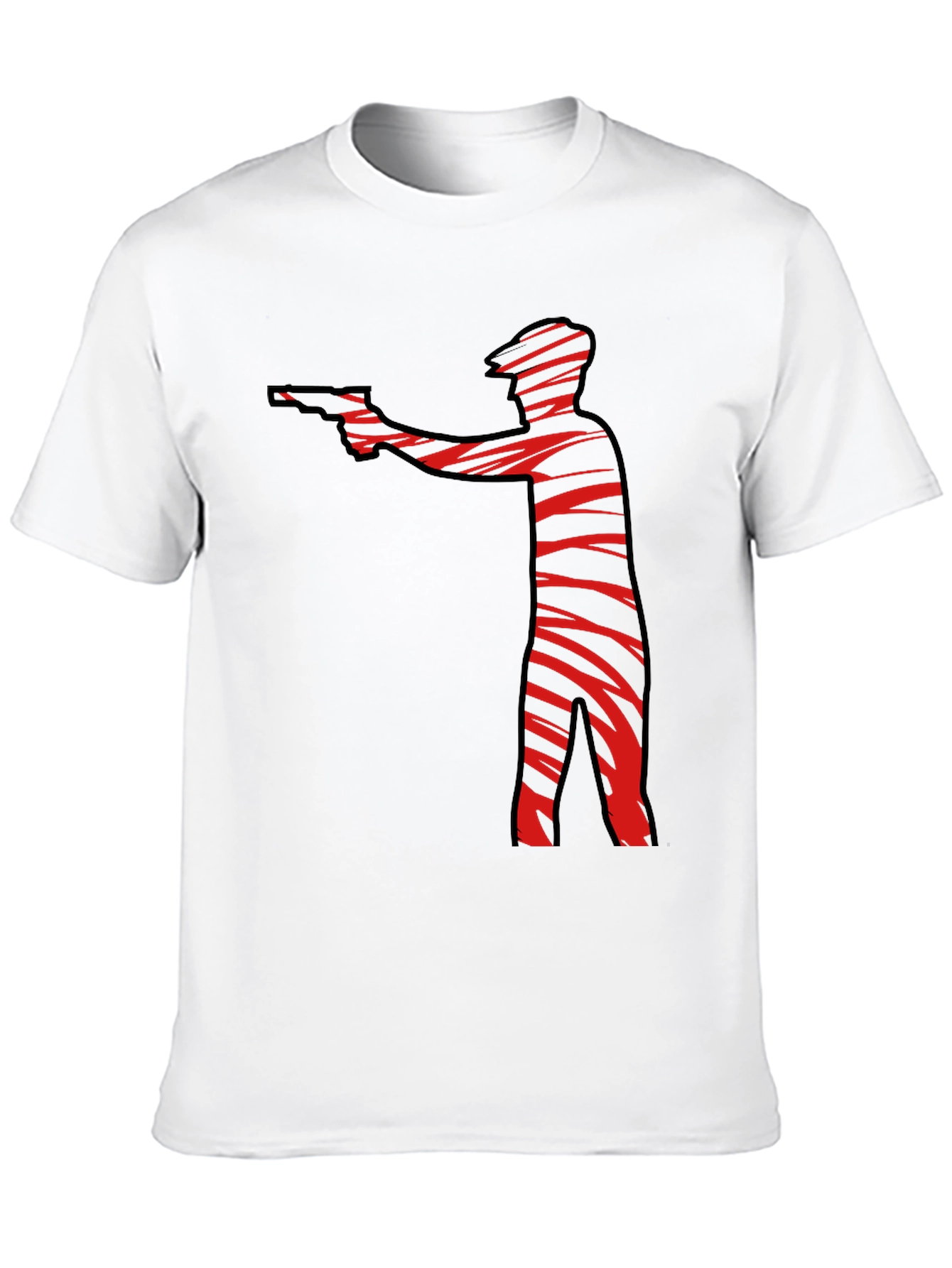 Striped Gunman Graphic Black T-Shirt