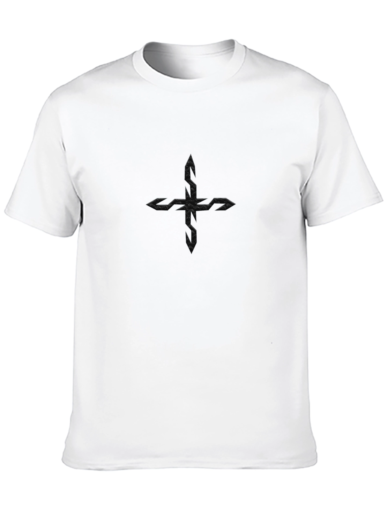 Black Textured Cross Graphic Tee