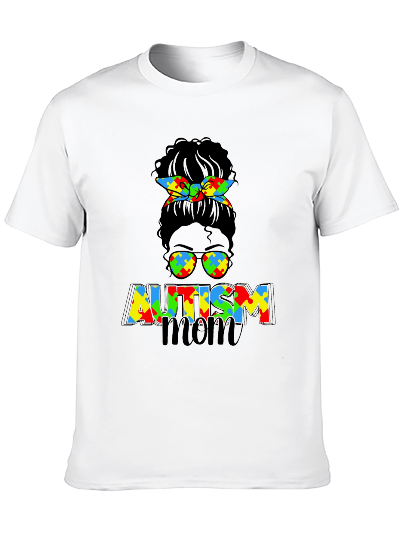 Autism Mom Messy Bun Graphic Tee