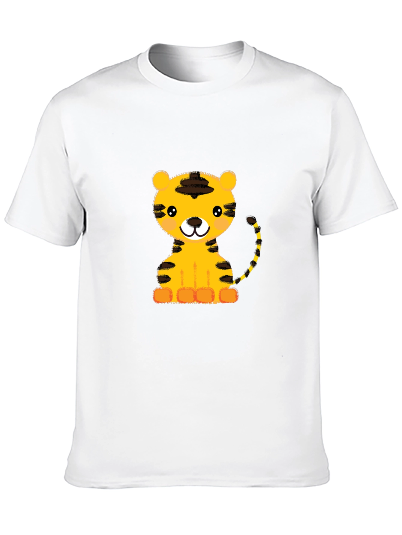 Cute Cartoon Tiger Graphic Black T-Shirt