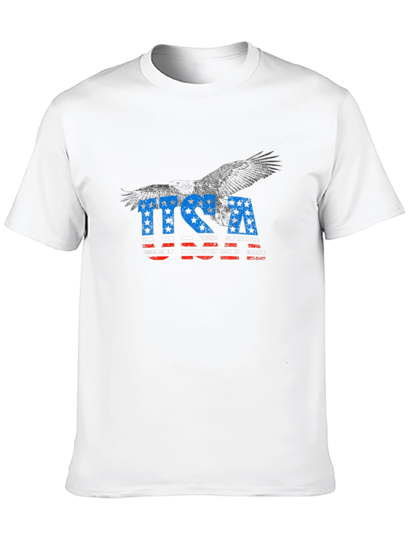 USA Flag Eagle Graphic Black T-Shirt