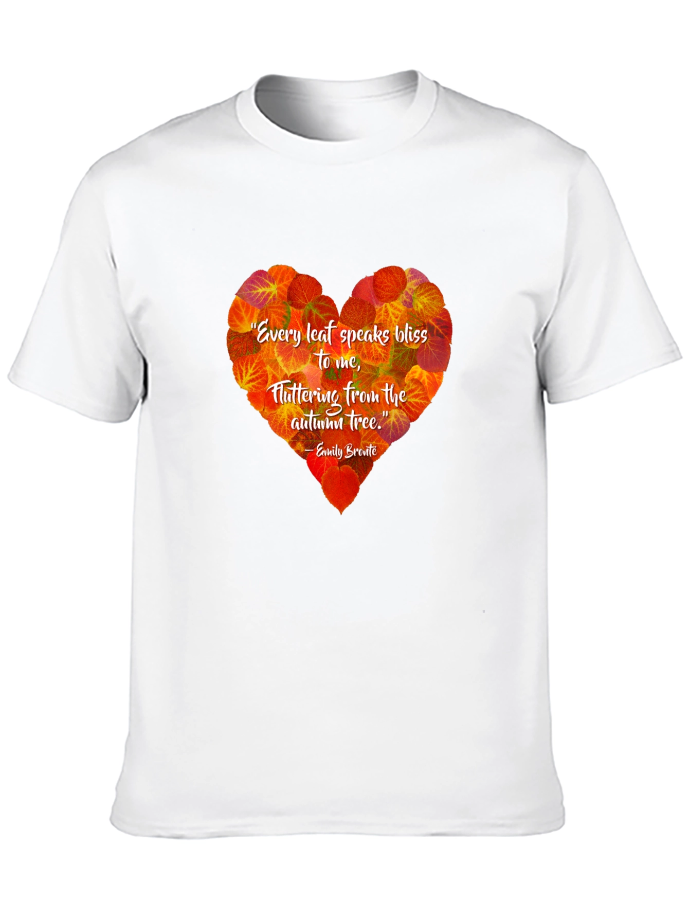 Autumn Leaf Heart T-Shirt - Emily Bronte Quote
