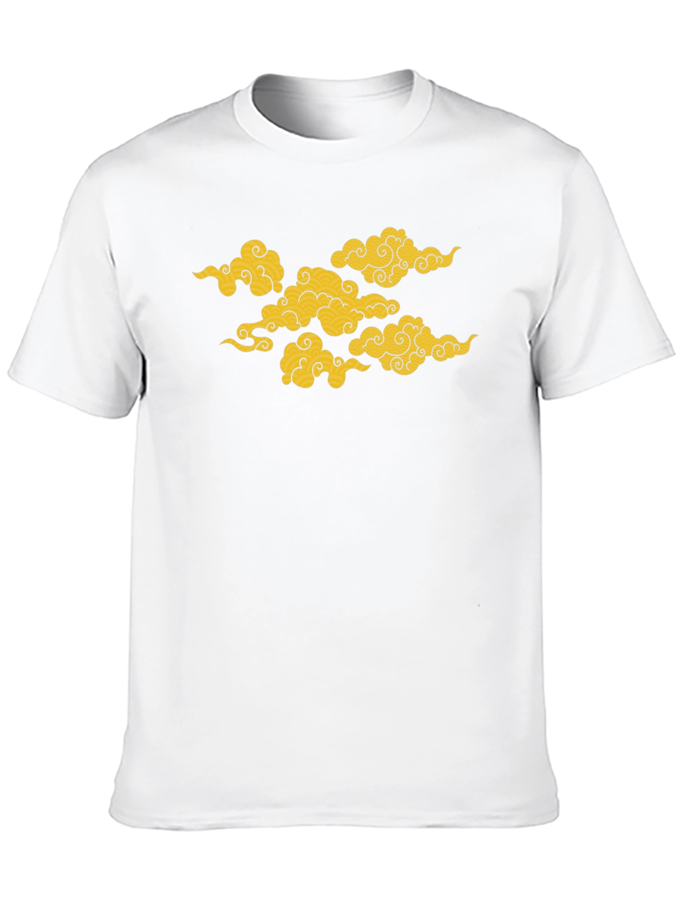 Black T-Shirt with Golden Cloud Design