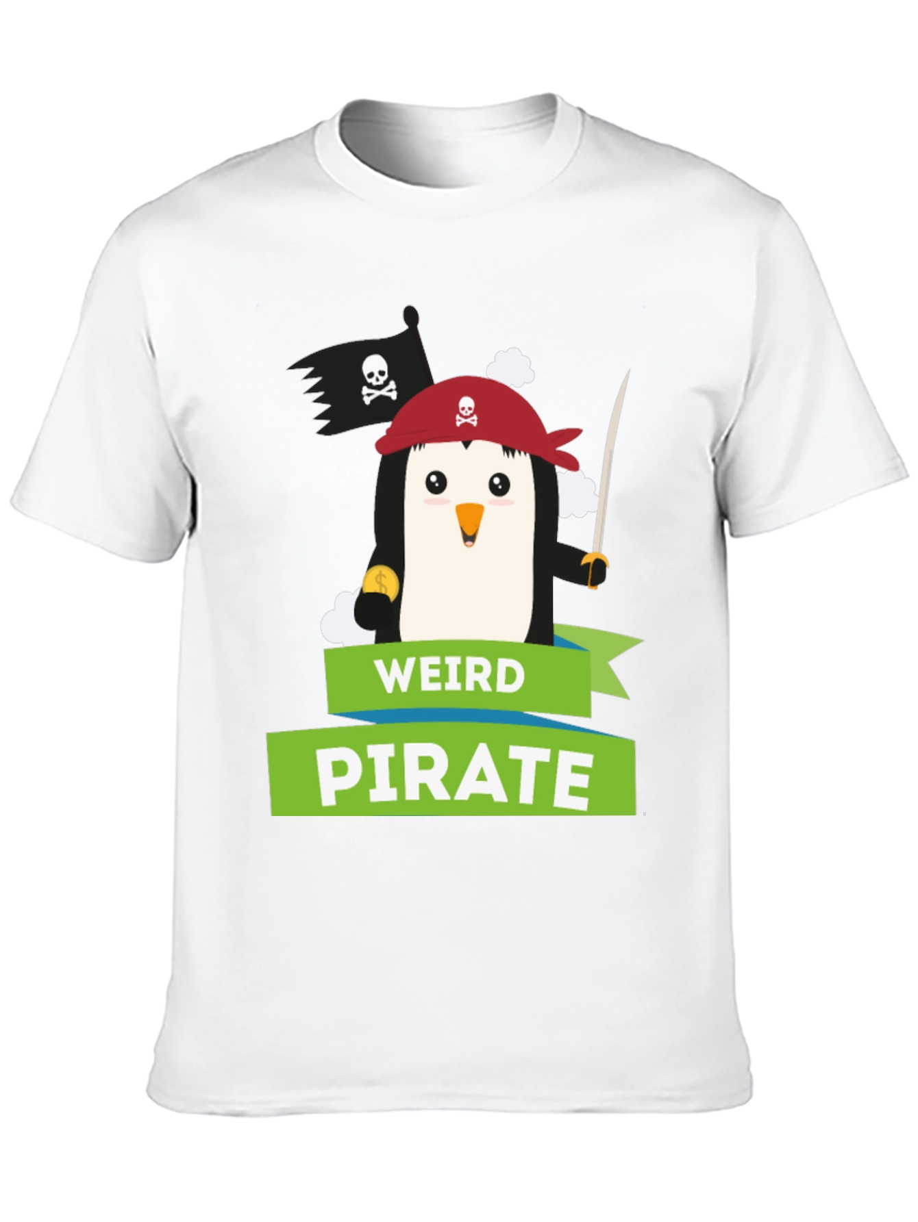 Weird Pirate Penguin Graphic T-Shirt