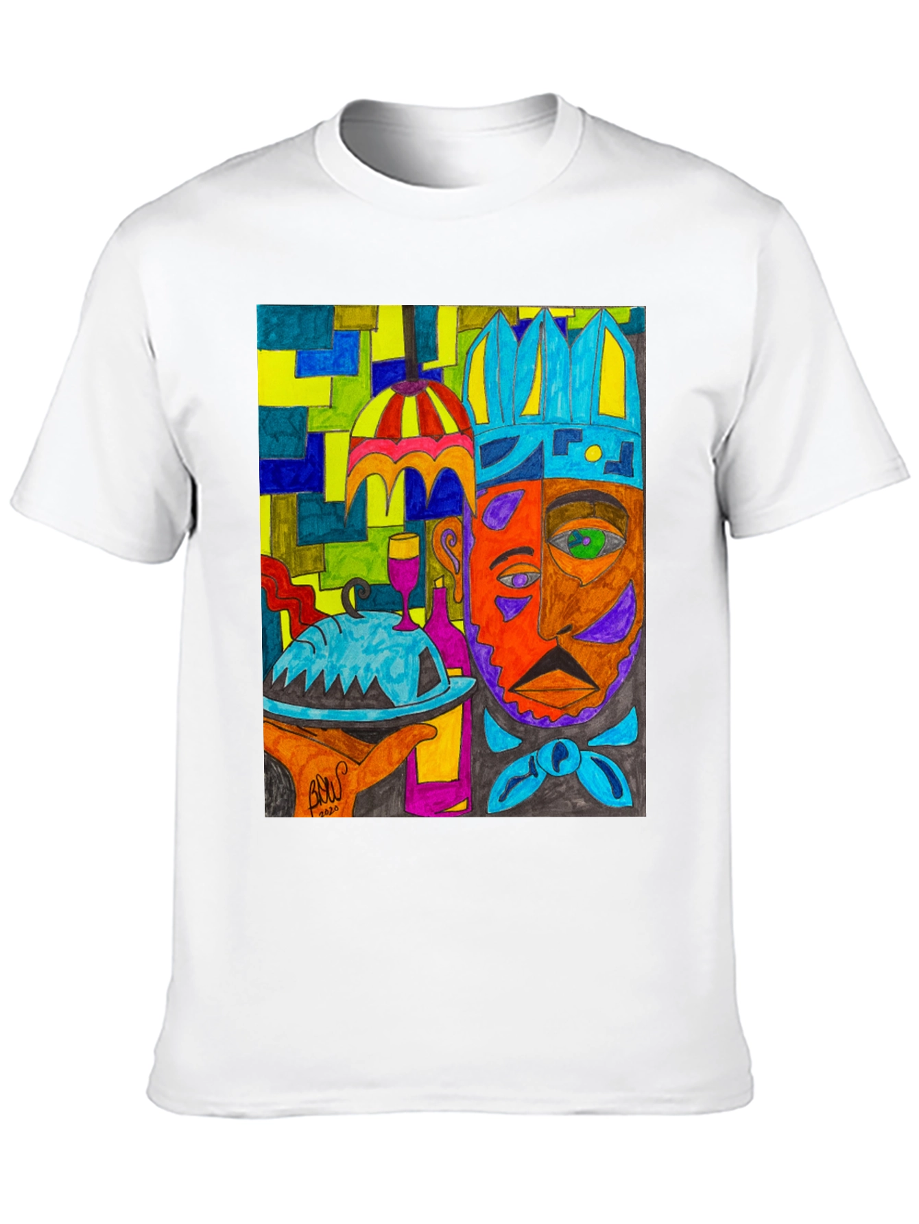 Artistic Graphic Print Mens Tee - Abstract Chef