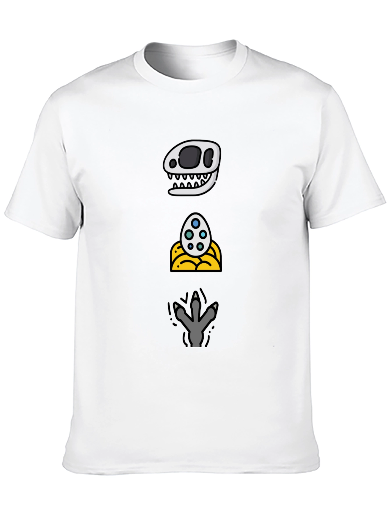 Dino Evolution T-Shirt: Skull Egg Footprint Design
