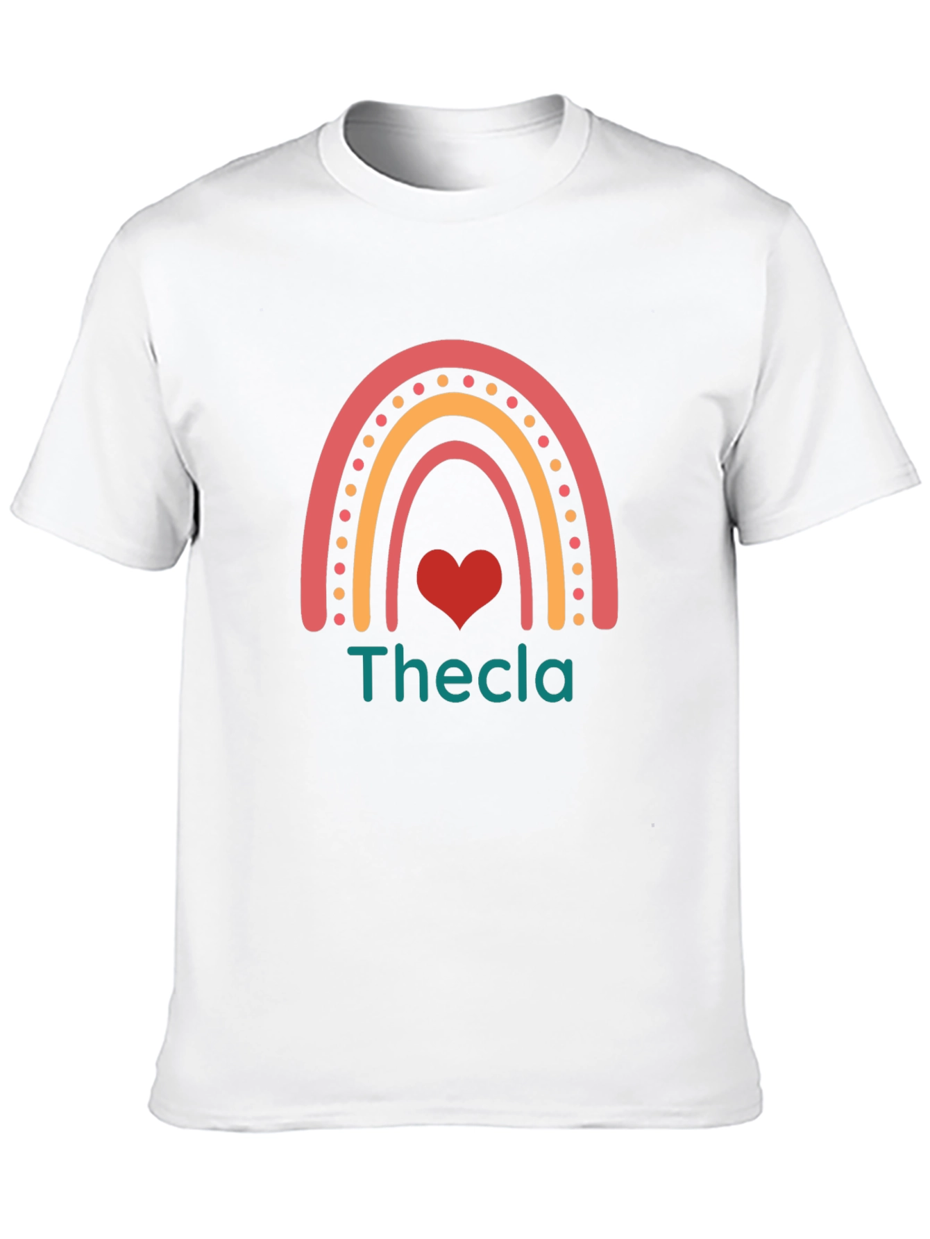 Thecla Rainbow Heart Tee - Custom Name T-Shirt