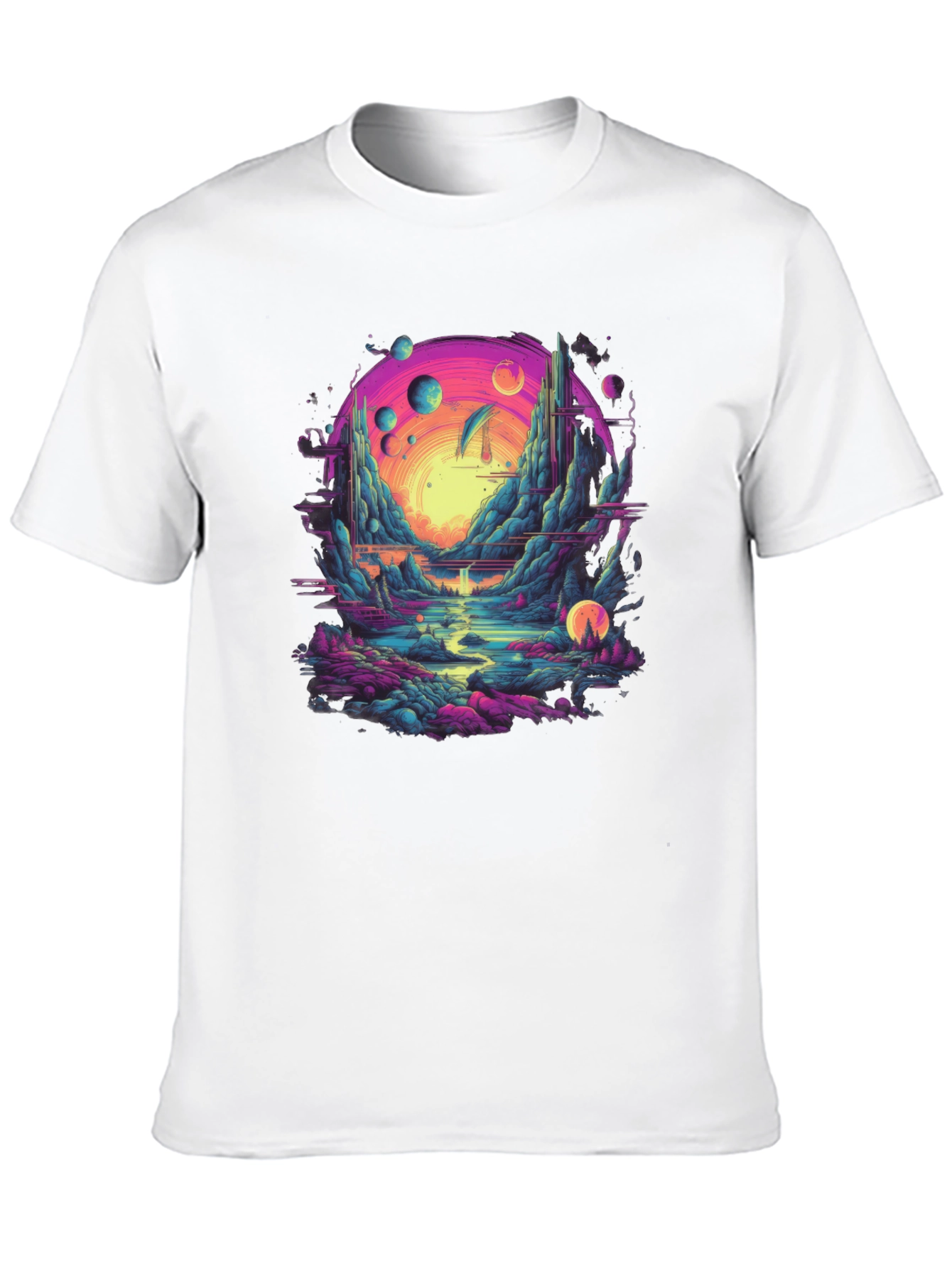 Surreal Landscape Graphic Tee - Black Cotton Blend
