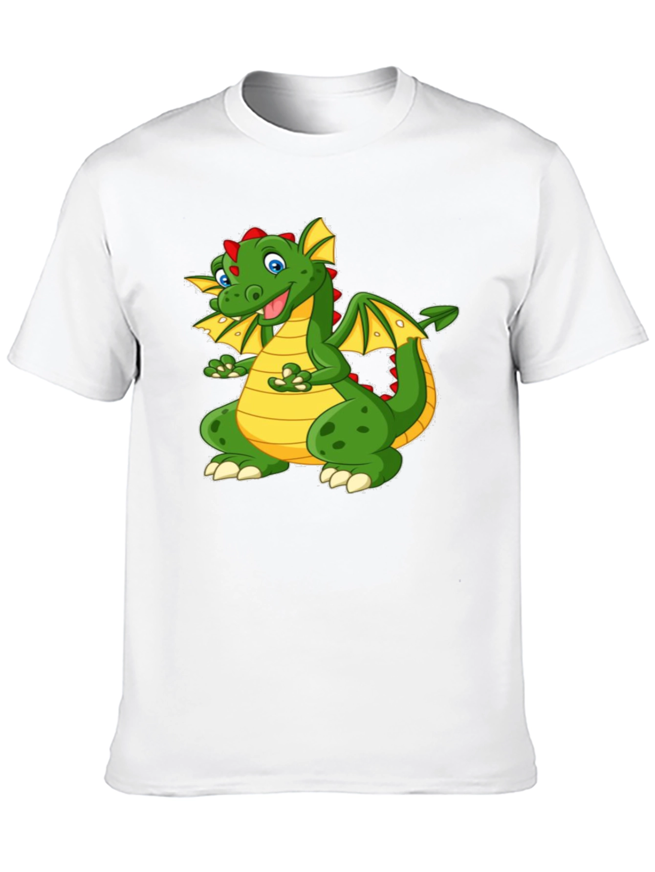 Cartoon Dragon Graphic Tee - Black Cotton T-Shirt