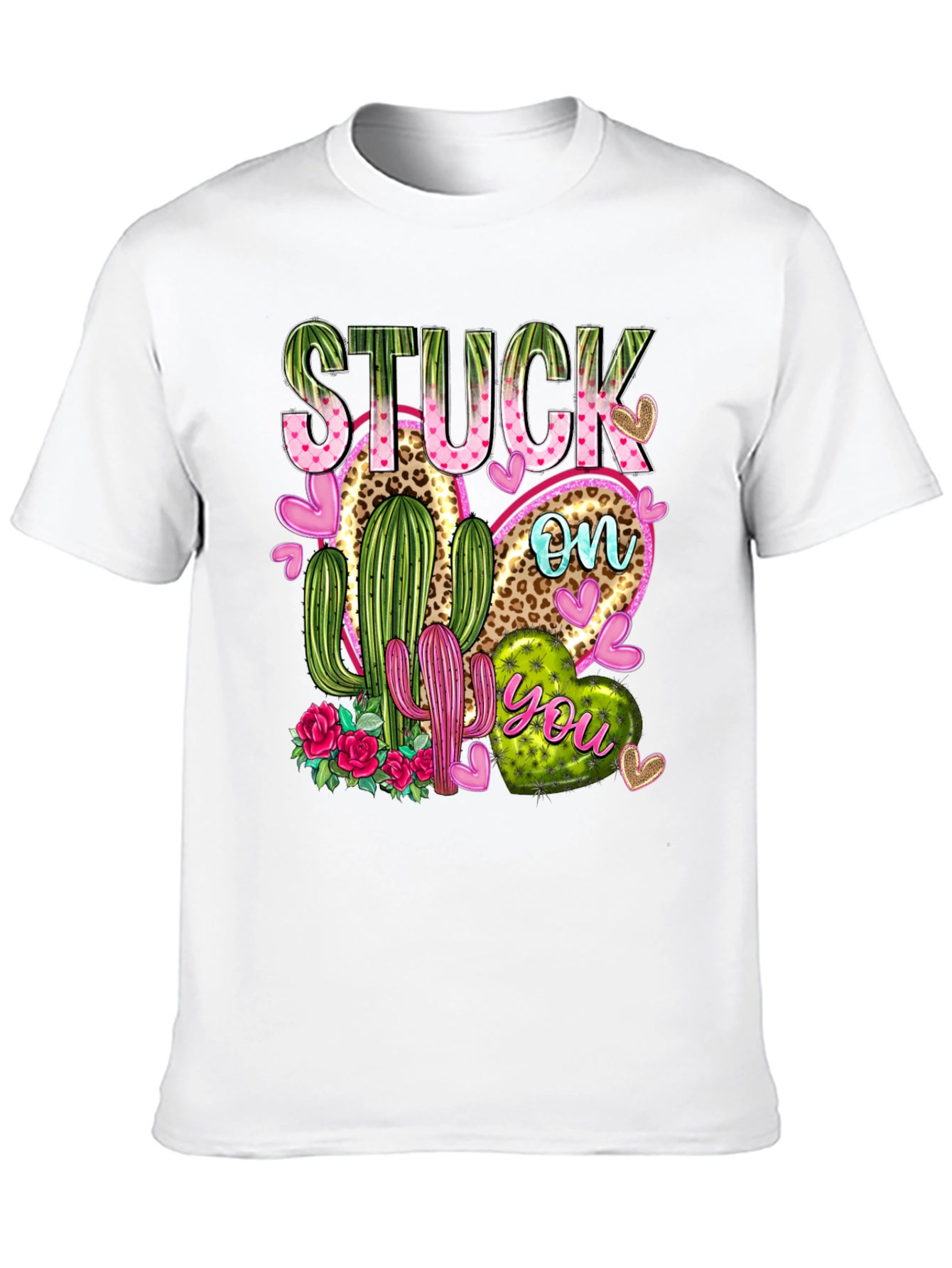 Stuck On You Cactus Heart Graphic T-Shirt