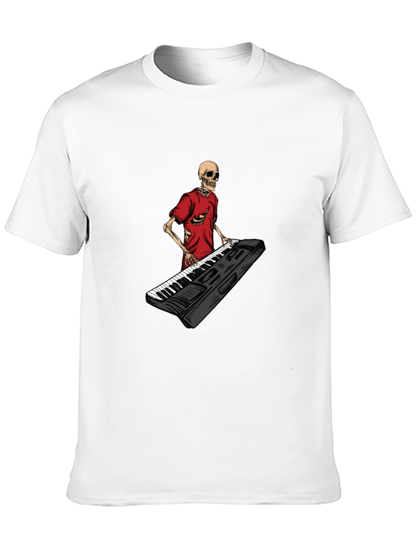 Skeleton Keyboardist Graphic Tee - Black