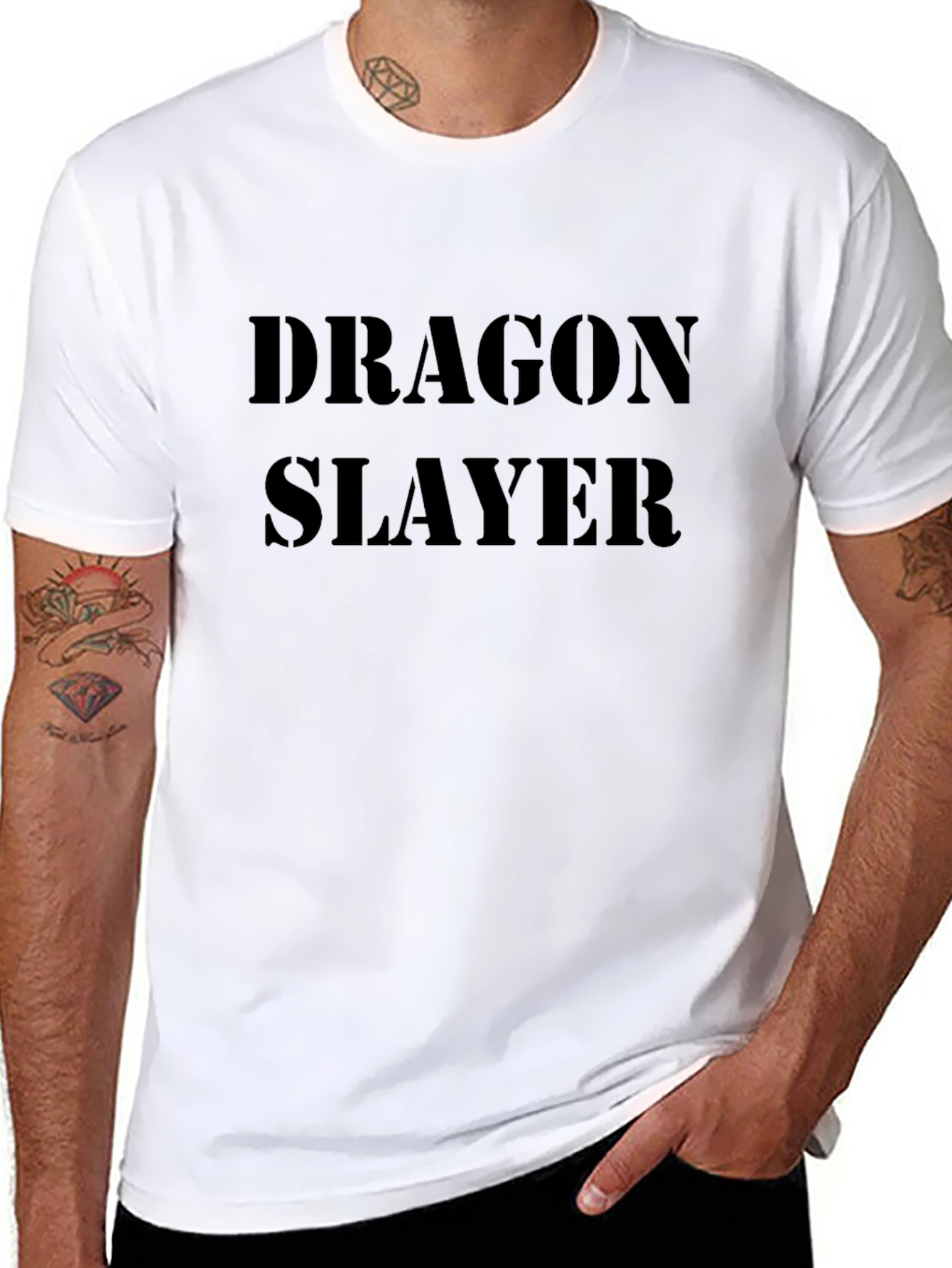 Dragon Slayer Graphic Tee - Black Cotton Blend