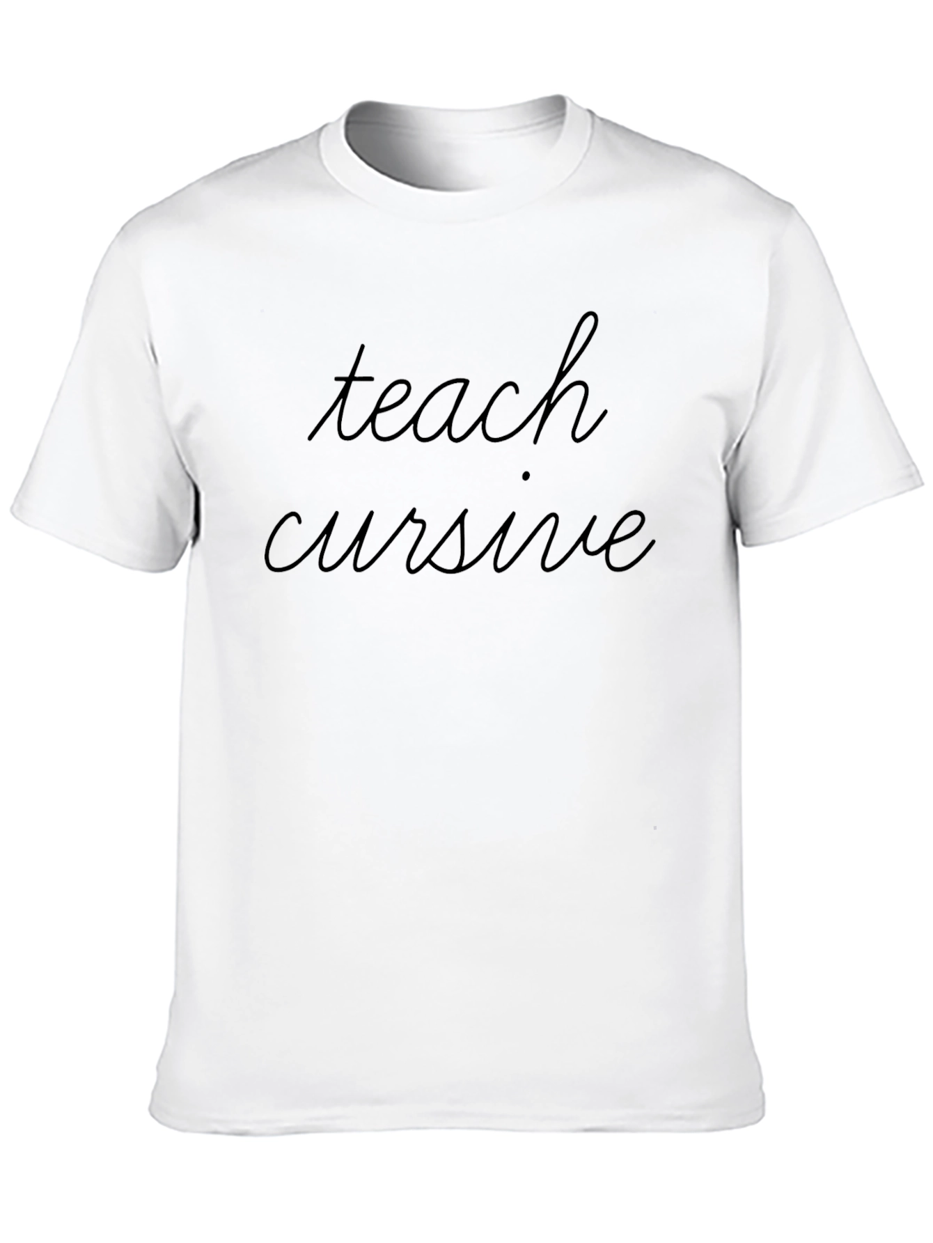 Teach Cursive Black T-Shirt - Classic Style