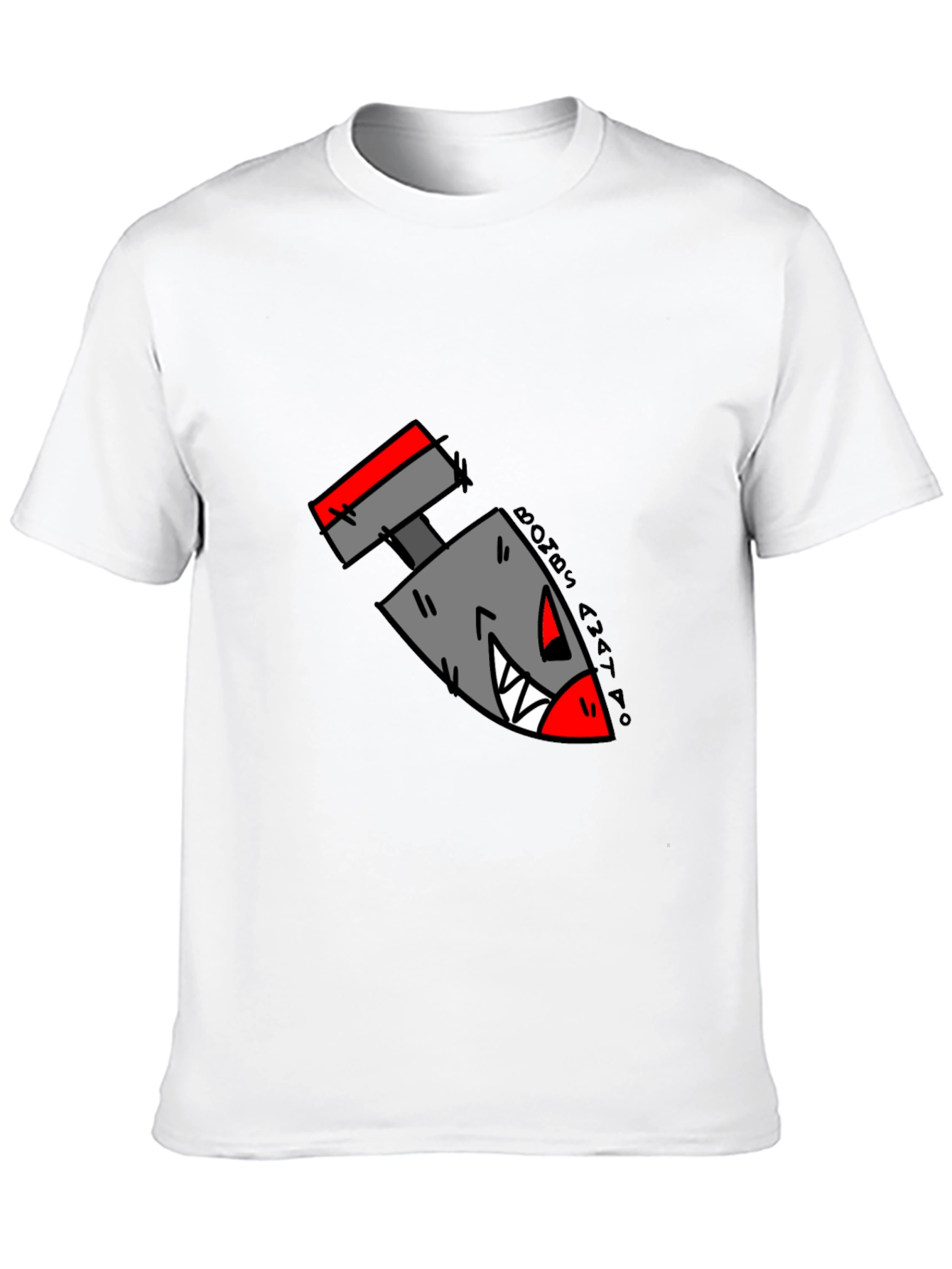 Cartoon Bomb Graphic Tee - Black Cotton T-Shirt