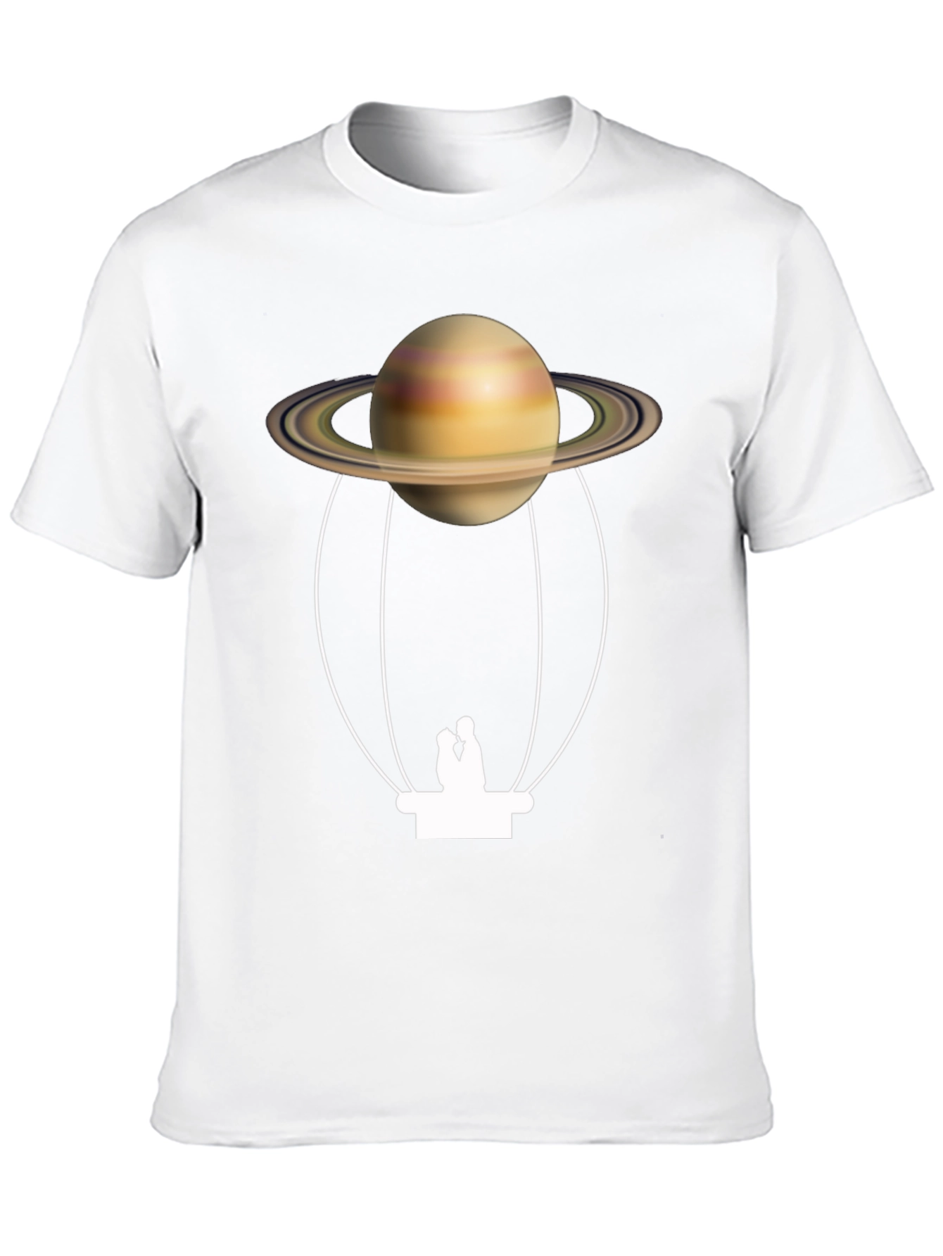 Saturn Hot Air Balloon Black T-Shirt