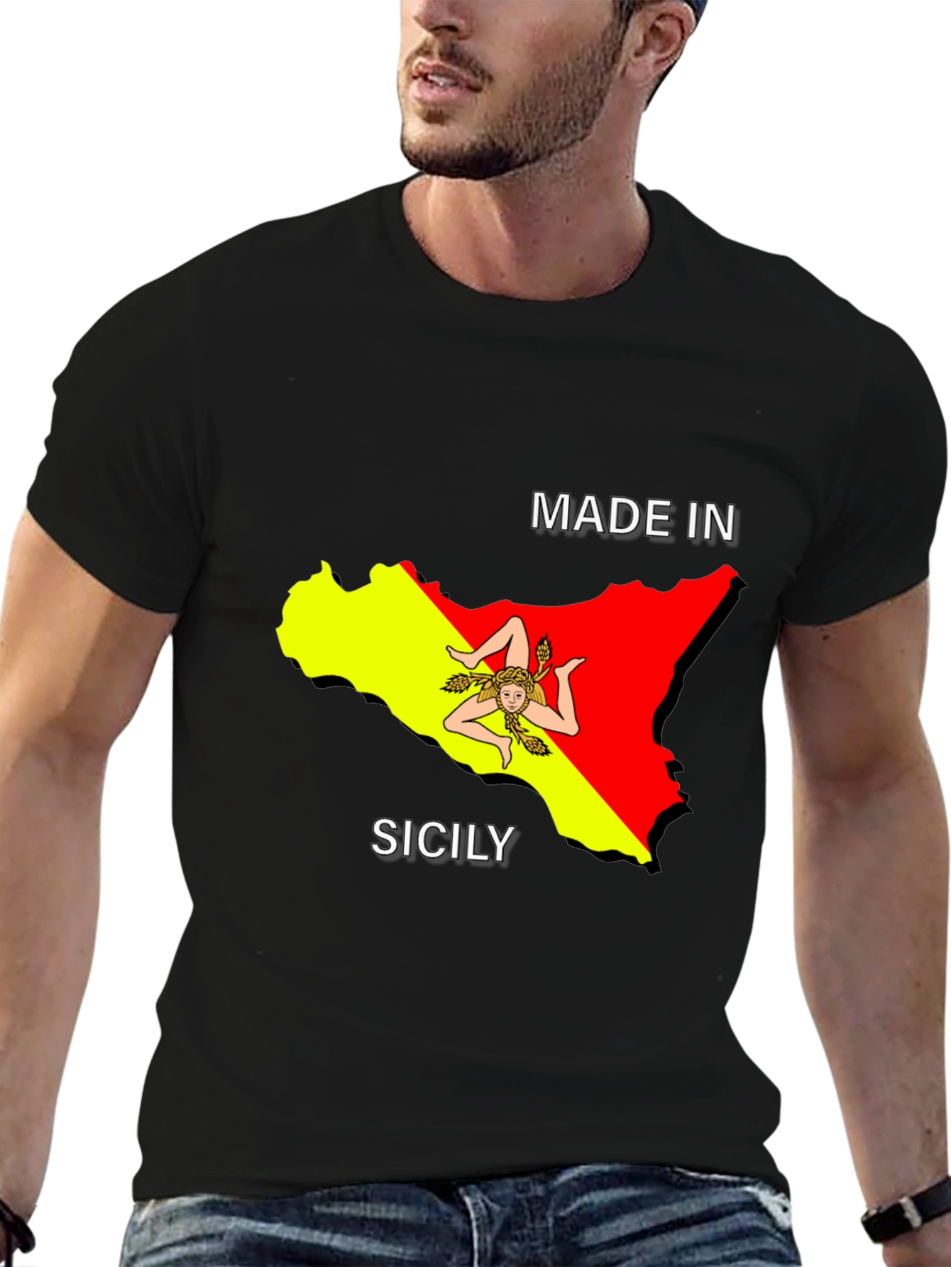 Sicily Pride Tee - Made In Sicily Black T-Shirt