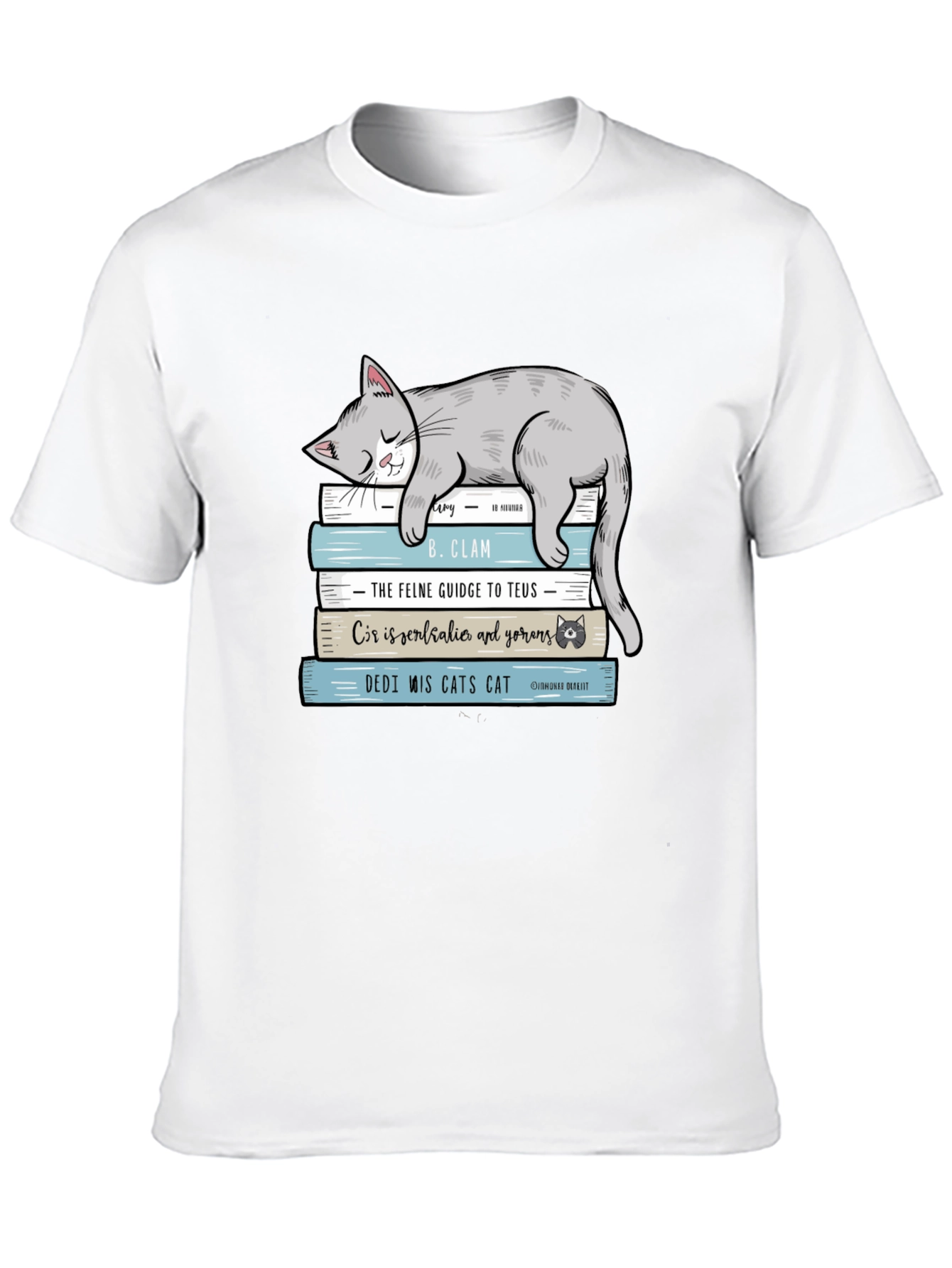 Cat Nap Book Stack Graphic Tee