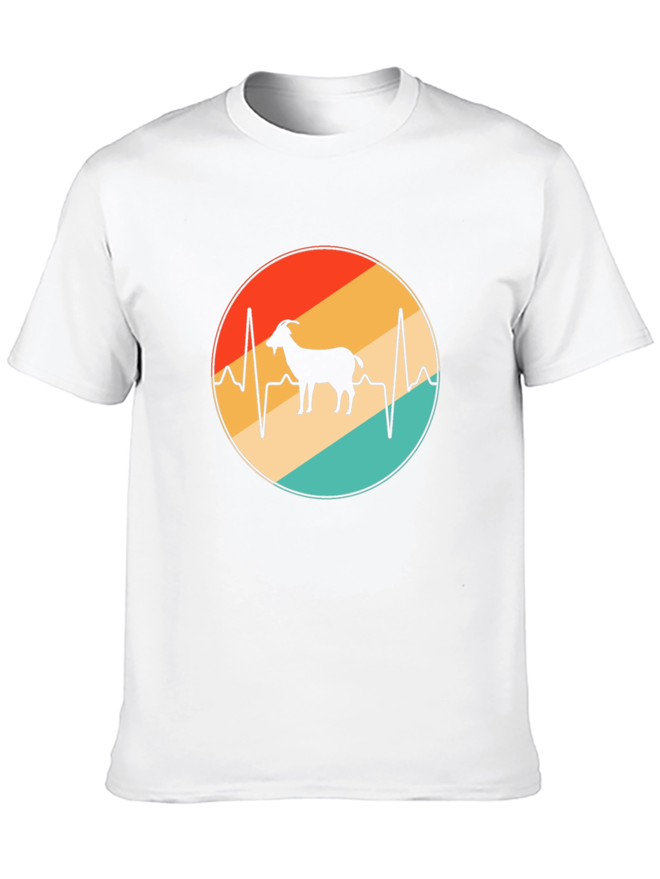 Retro Goat Heartbeat Graphic T-Shirt