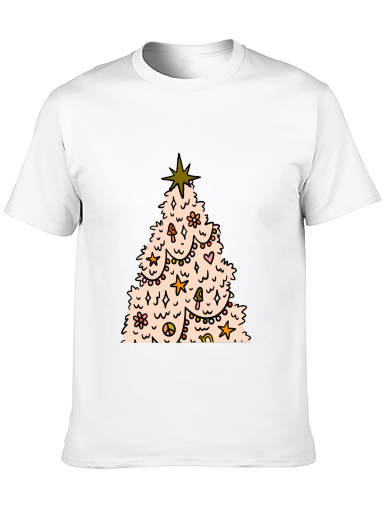 Retro Christmas Tree Graphic Tee - Black