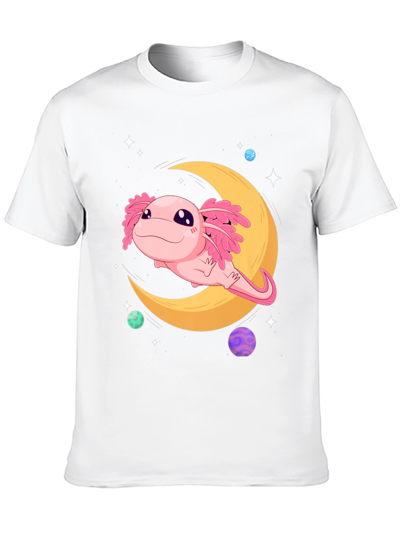 Axolotl Moon T-Shirt - Cute Space Design
