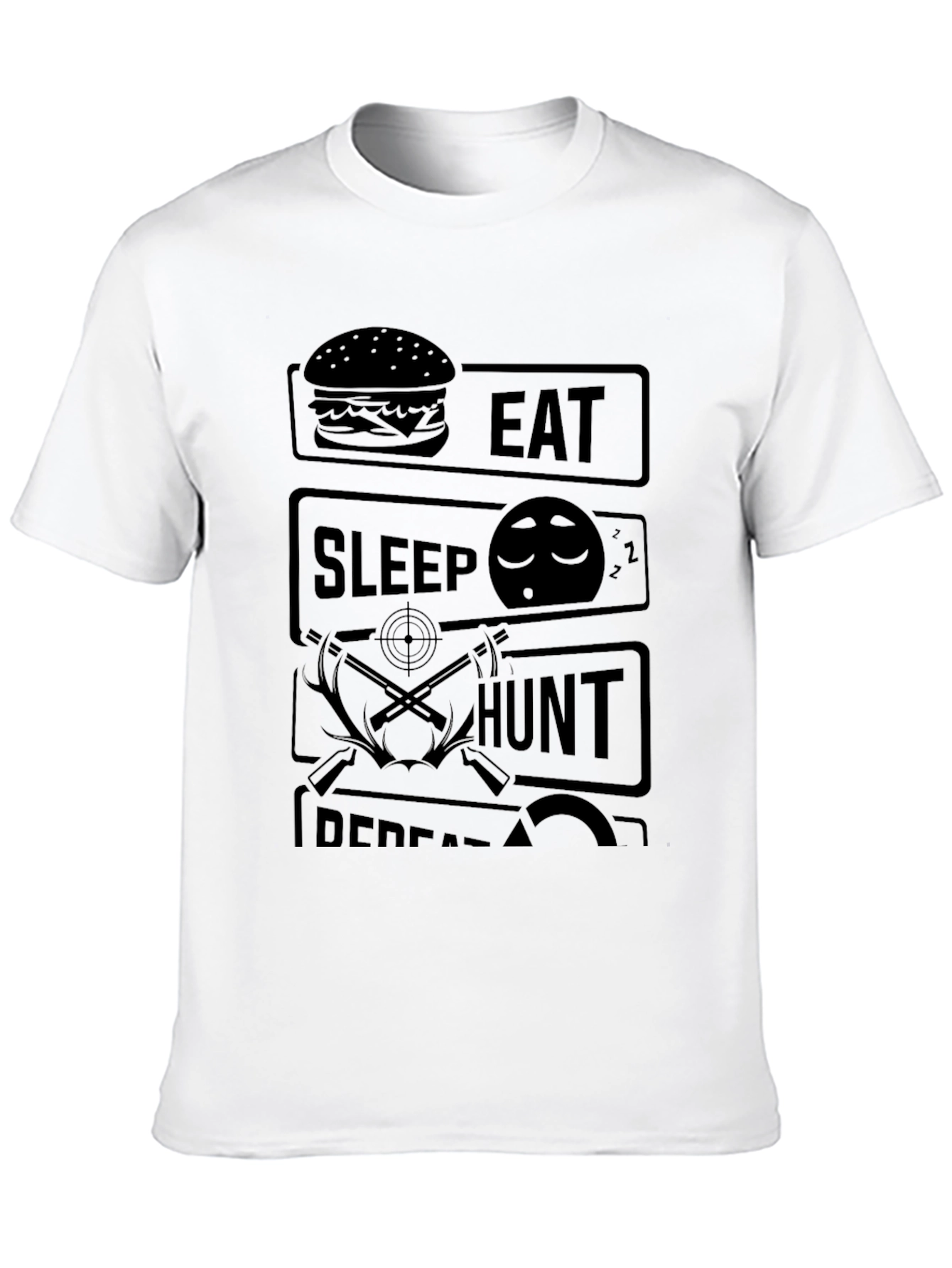 Eat Sleep Hunt Repeat Black Graphic Tee