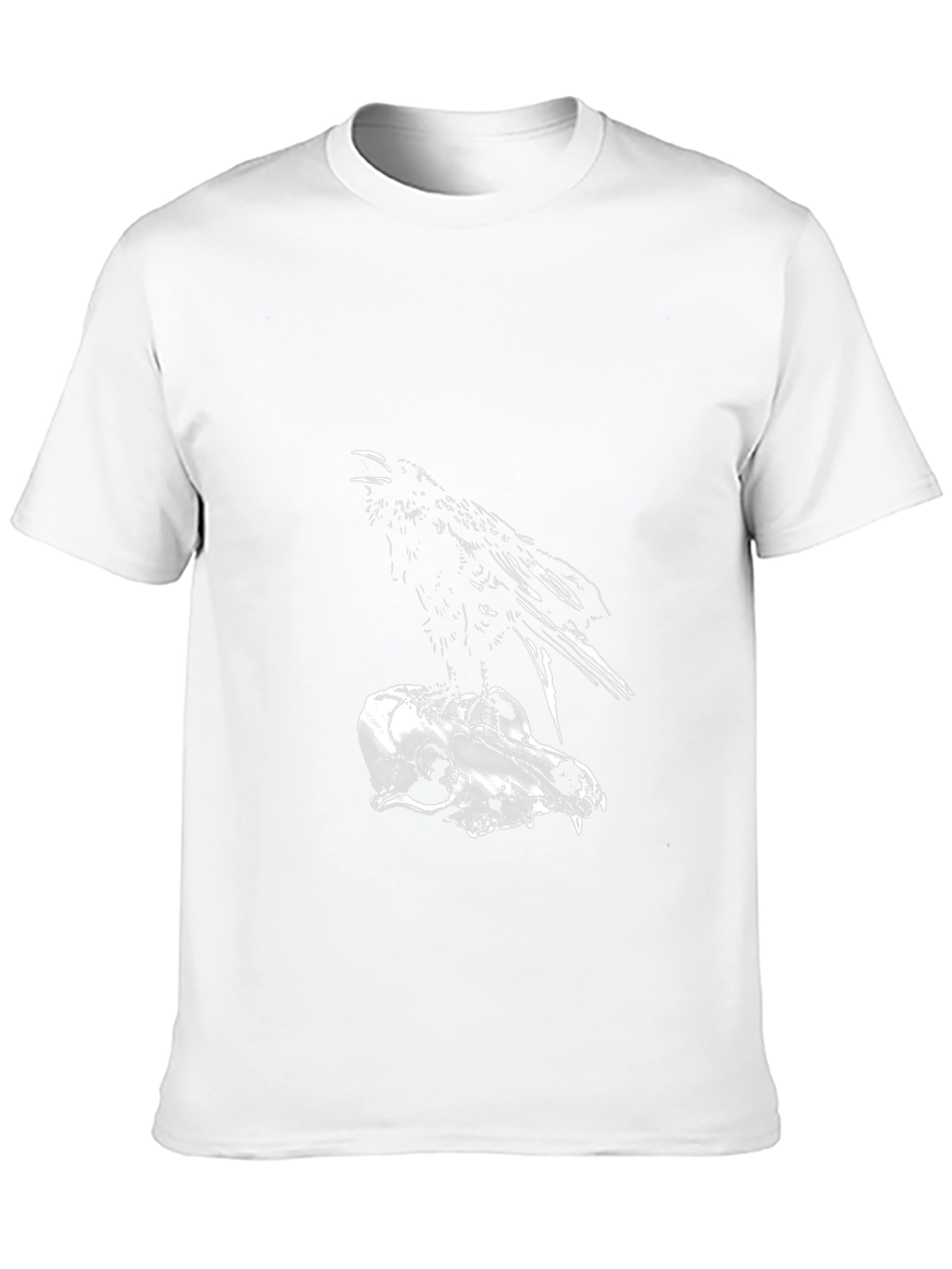 Raven on Skull Graphic Tee - Dark Gothic Style