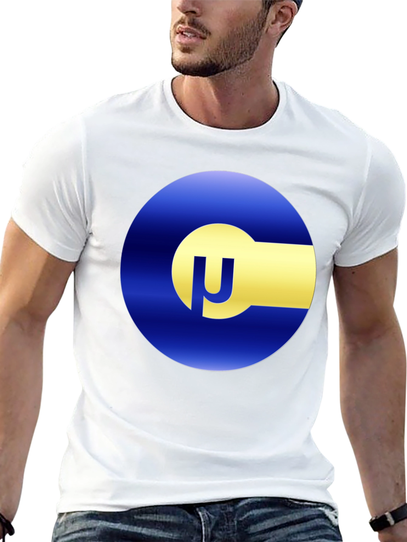 Blue & Gold Circle Logo Black T-Shirt