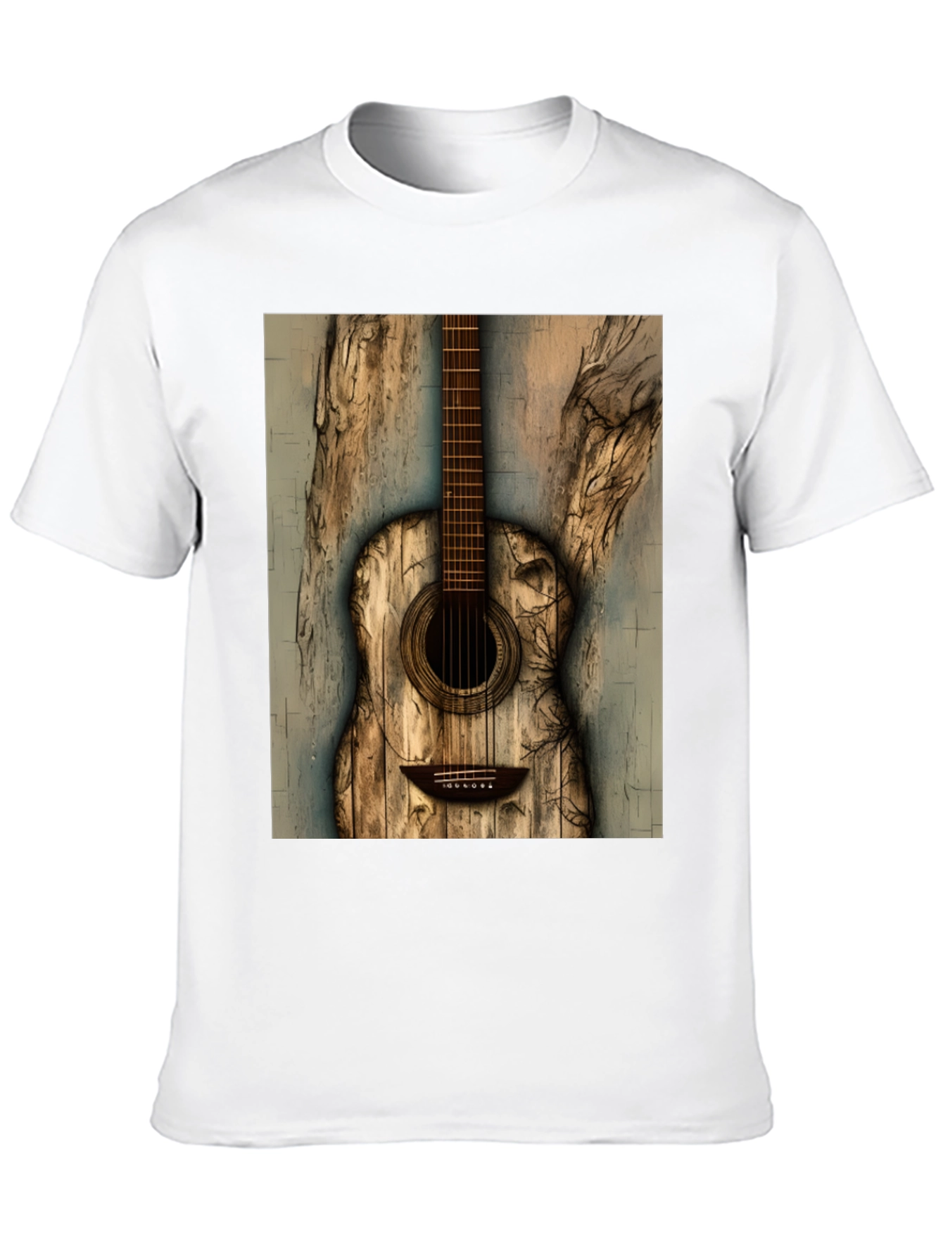 Rustic Wooden Guitar Graphic T-Shirt