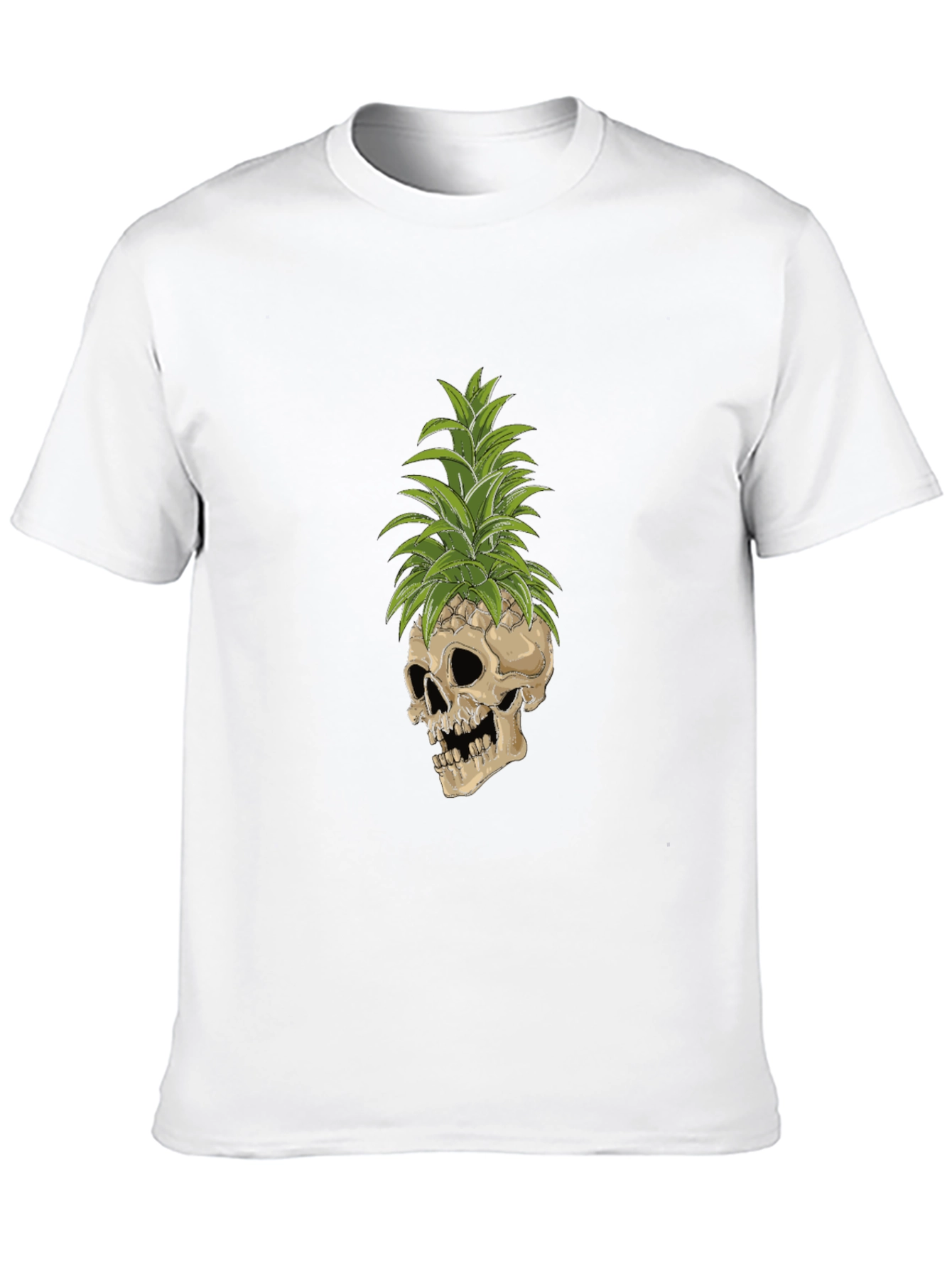 Skull Pineapple Graphic Tee - Black Cotton T-Shirt